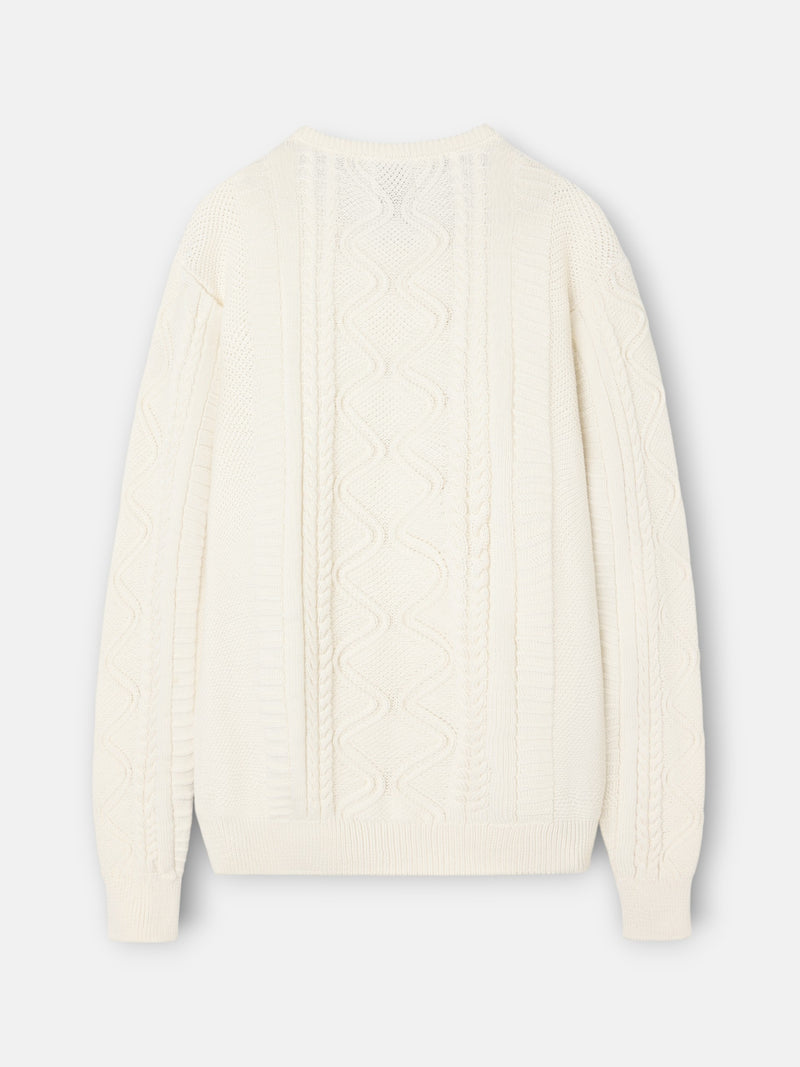 Cruise cream cable knit sweater with patch