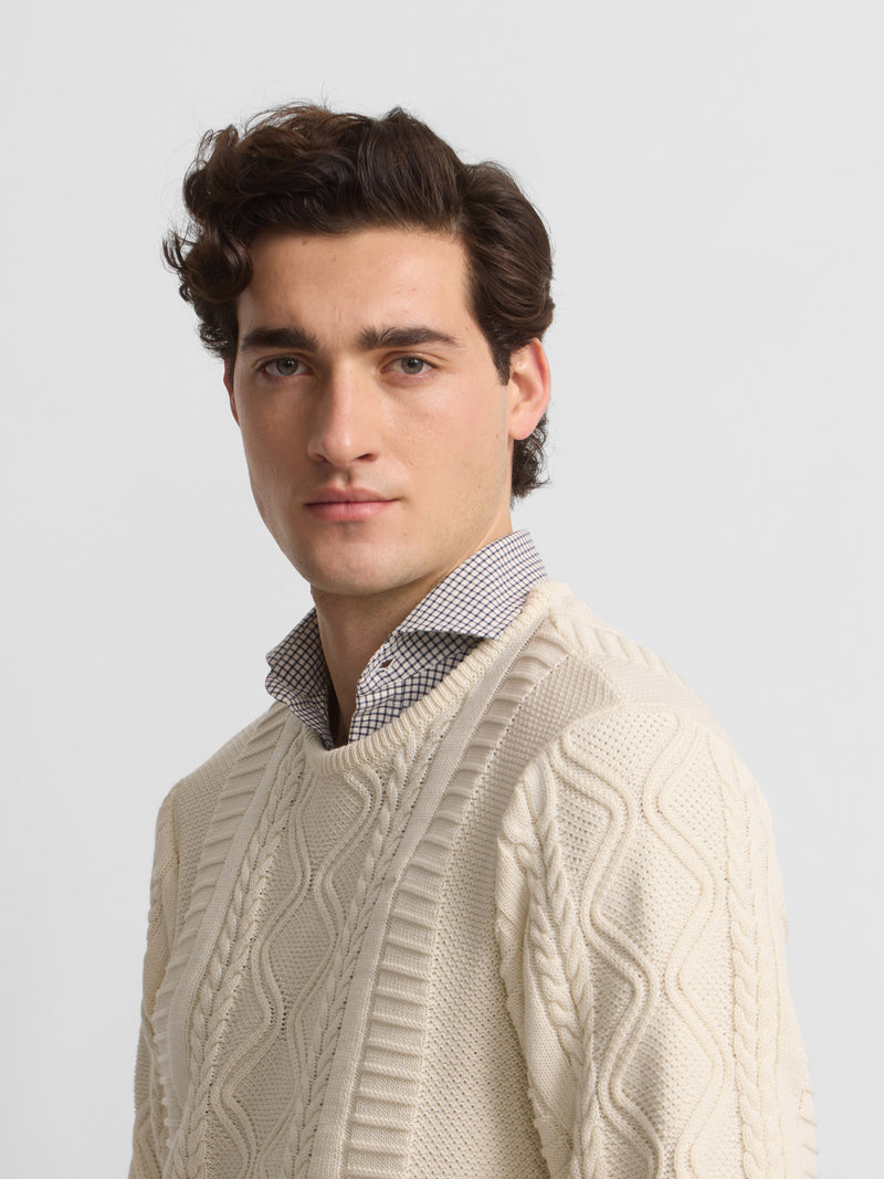 Cruise cream cable knit sweater with patch