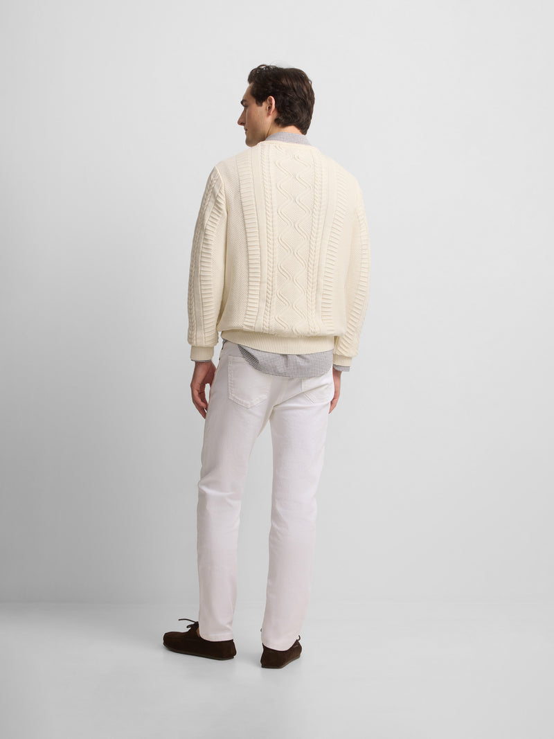 Cruise cream cable knit sweater with patch