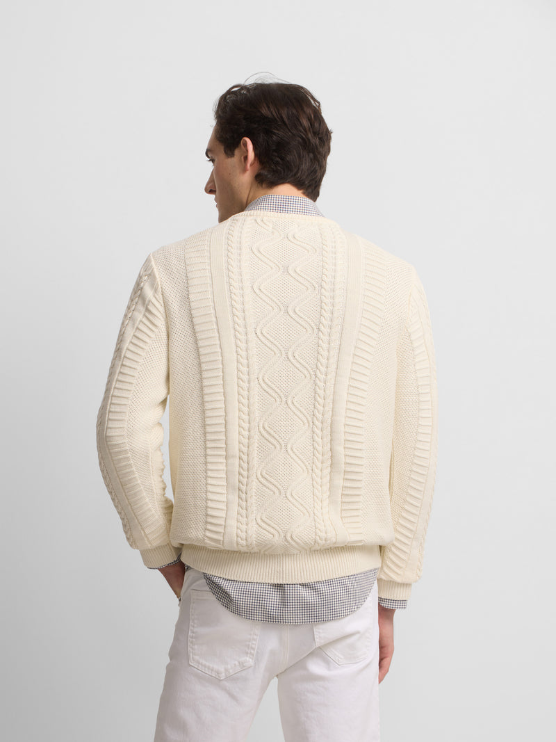 Cruise cream cable knit sweater with patch