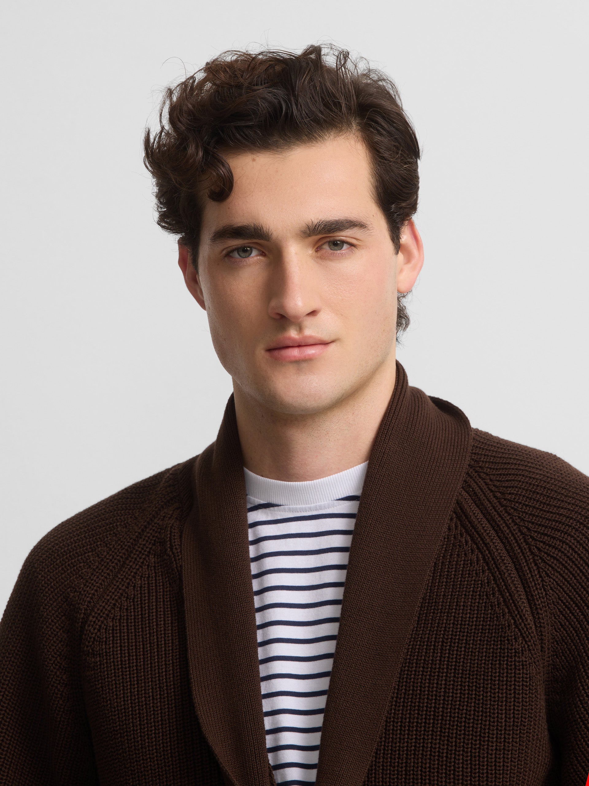 Cardigan canelado cruise castanho