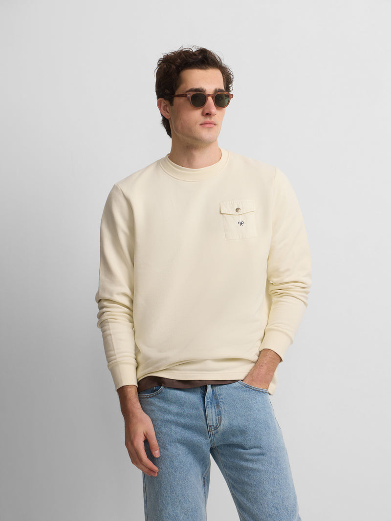 Sweat-shirt à poche cruise crème