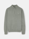 Jersey liso media cremallera verde gris