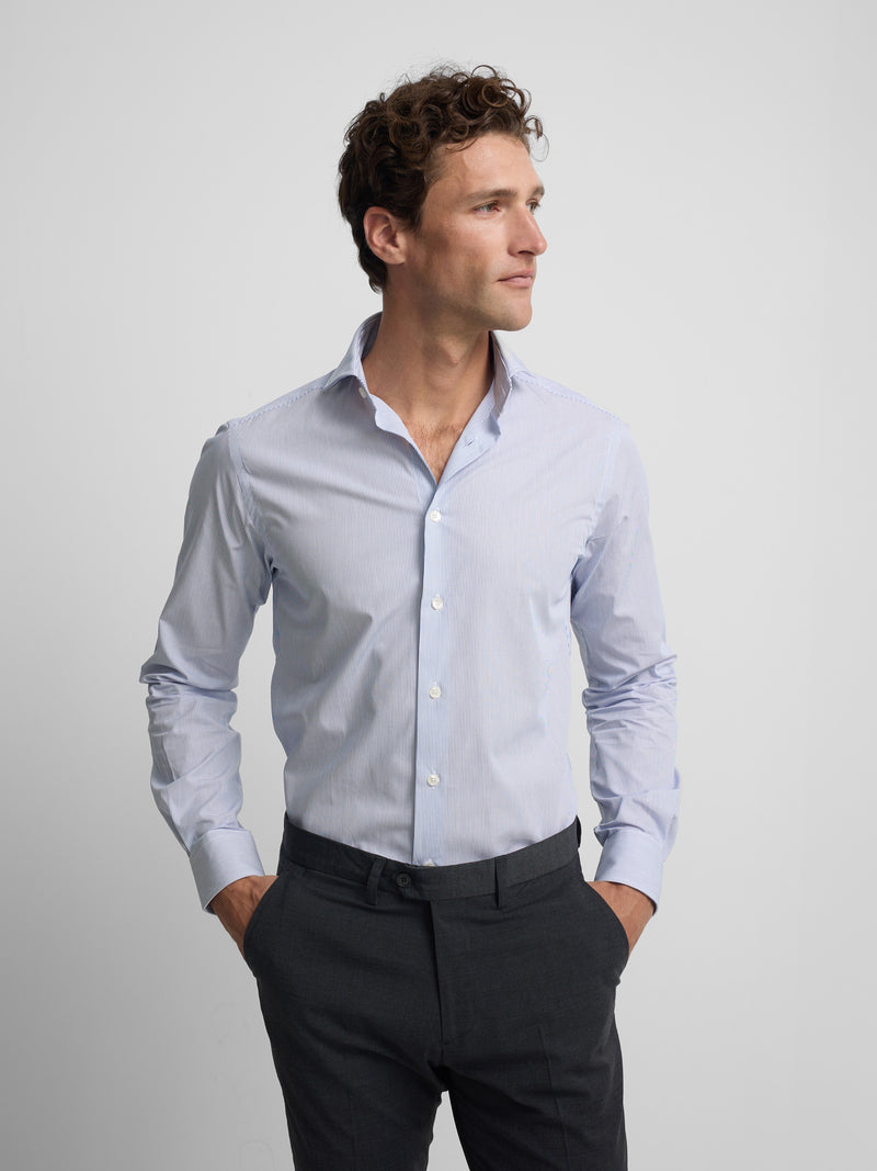 Camisa vestir minirayas azul marino