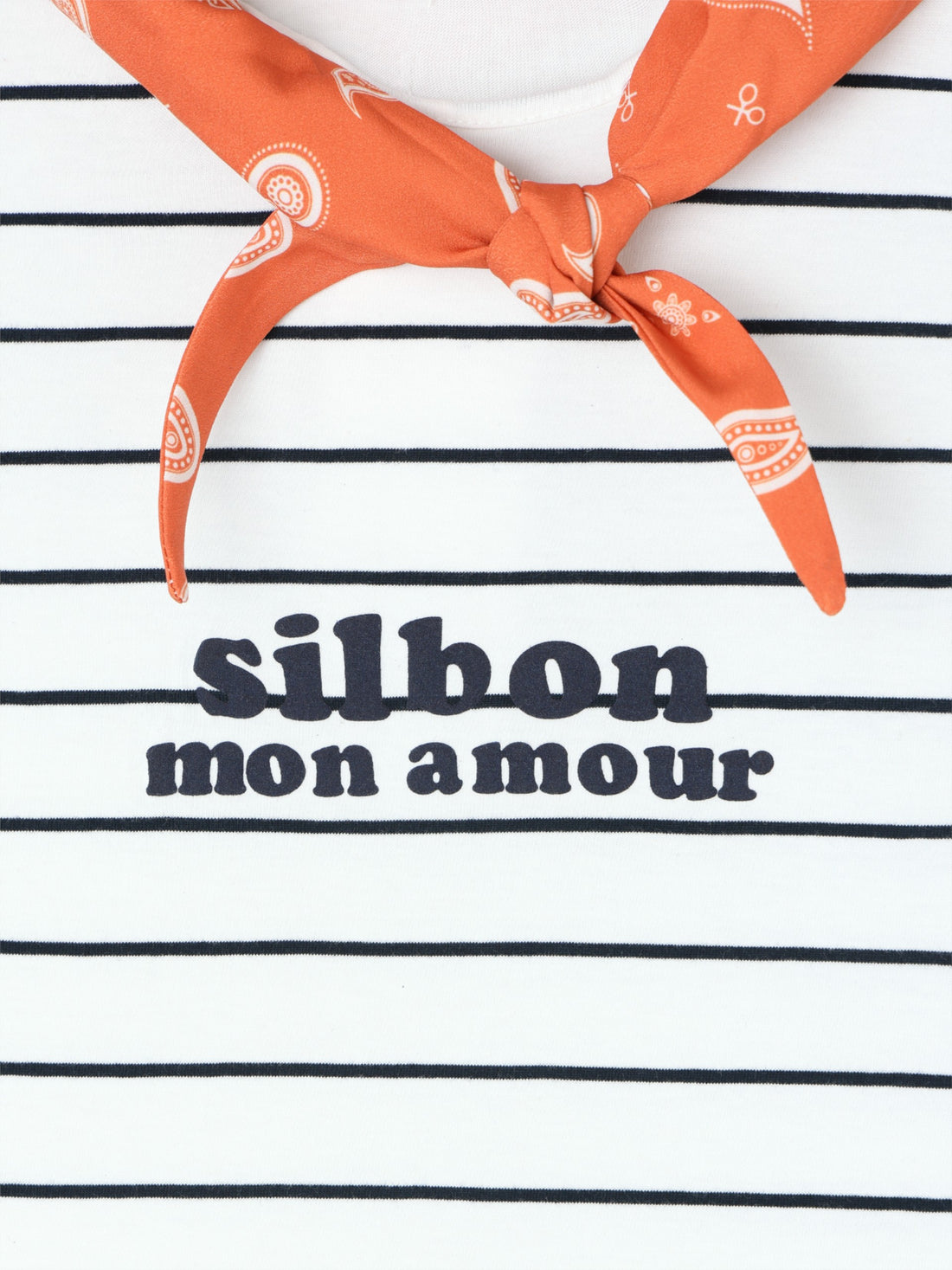 T-shirt mulher com aplique silbon bandana azul