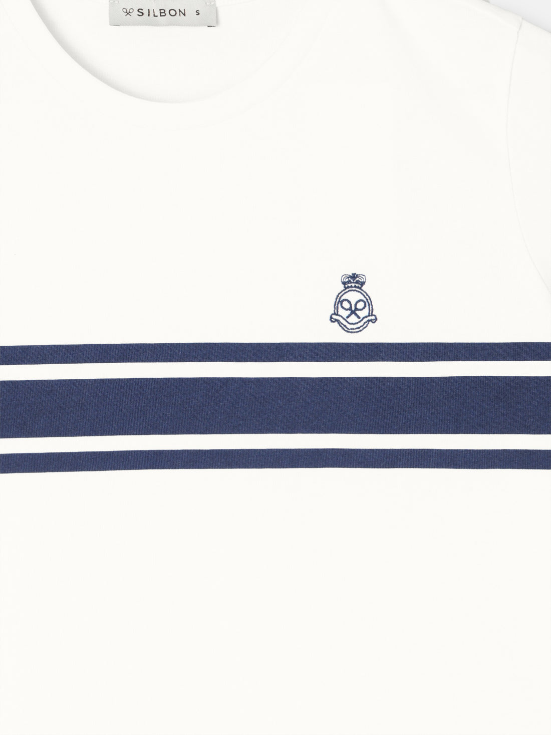 T-shirt mulher emblema faixa azul