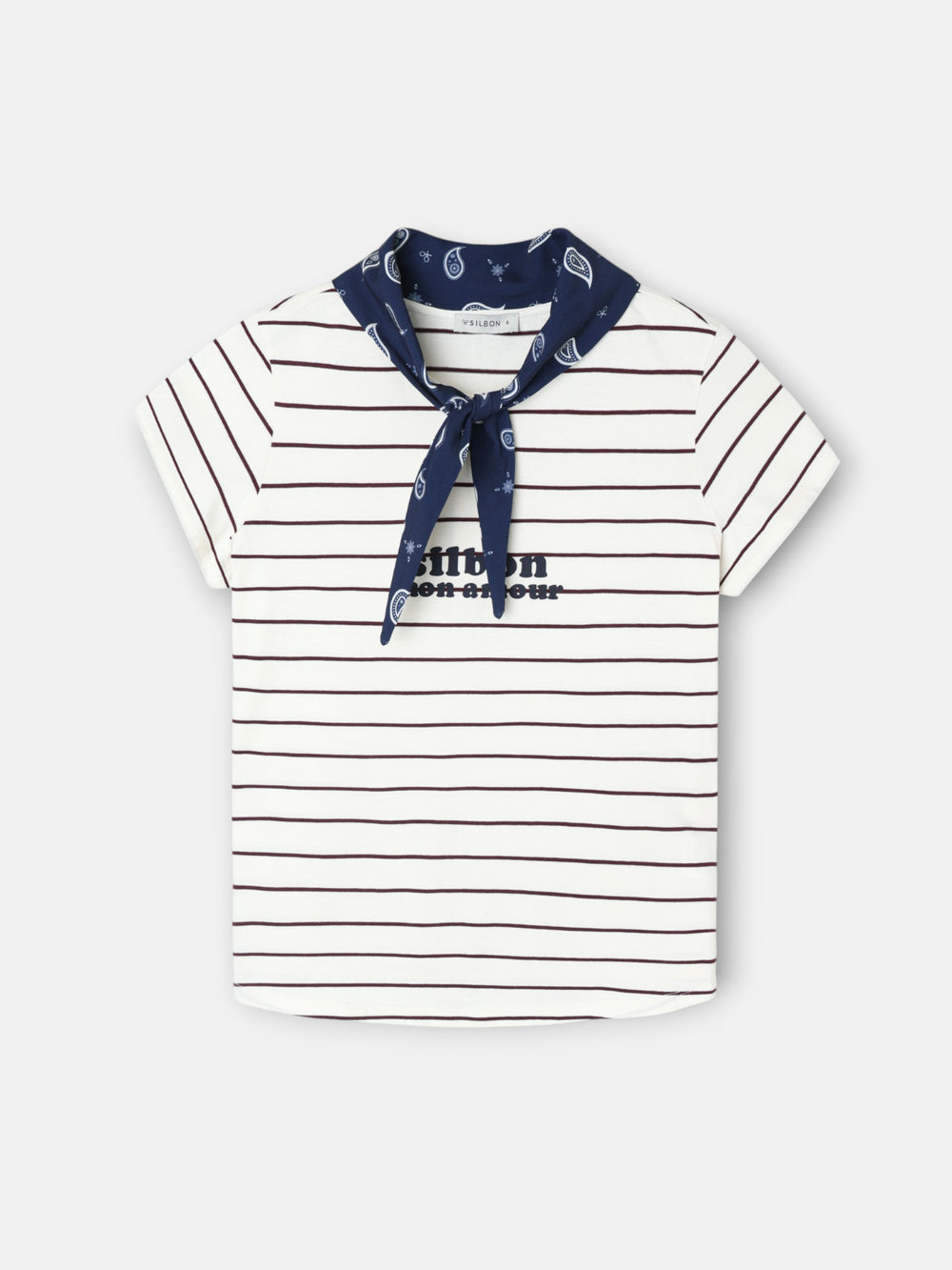 Women's T-shirt with purple bandana silbon appliqué