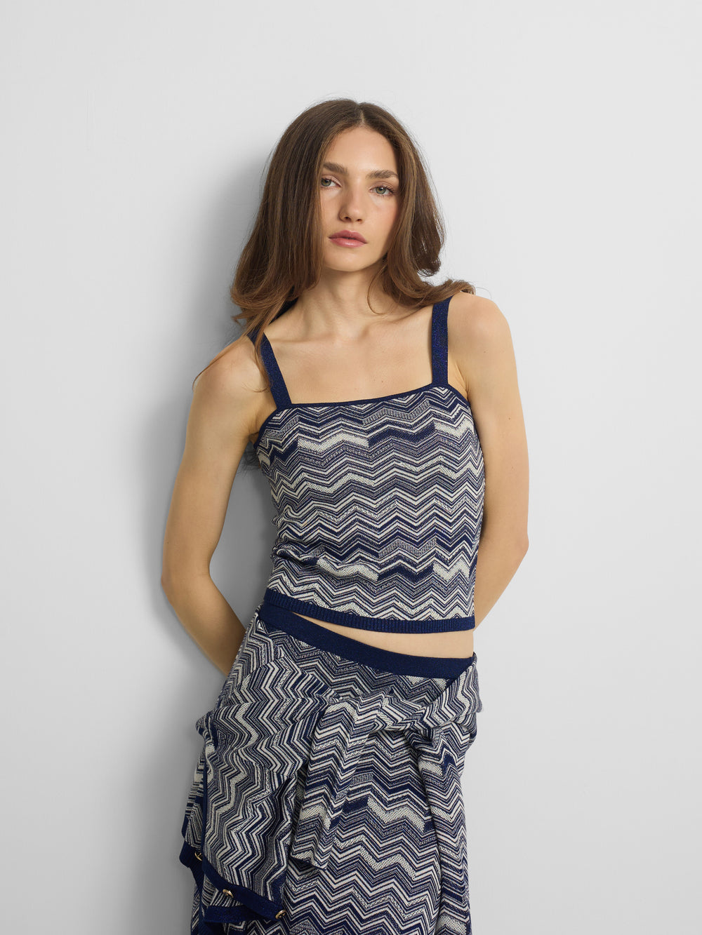 Top de malha espinha azul