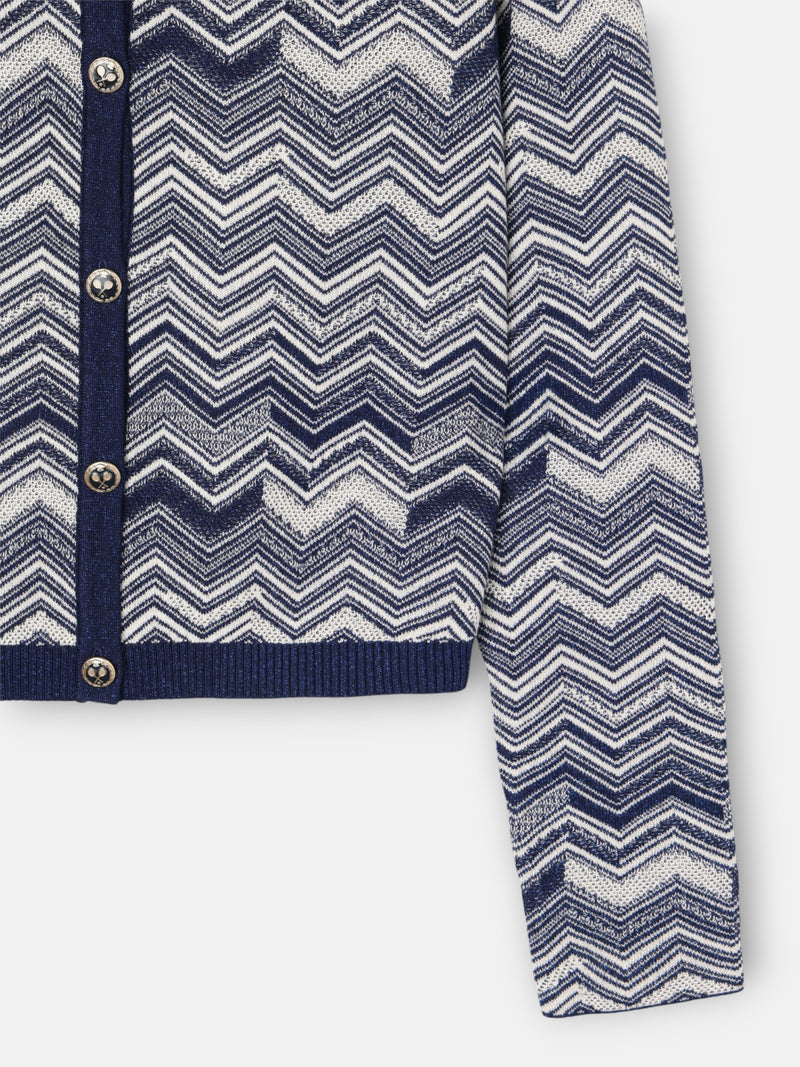 Cardigan comprido espinha azul