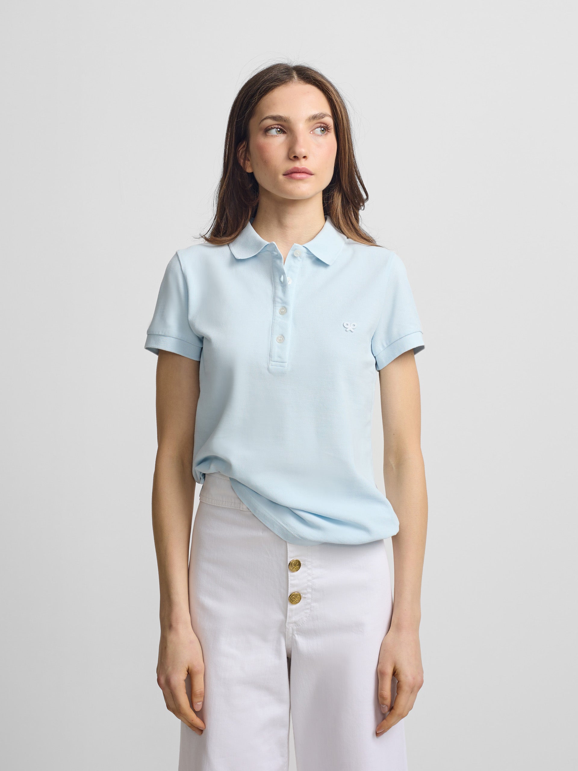 Classic light blue polo shirt for women
