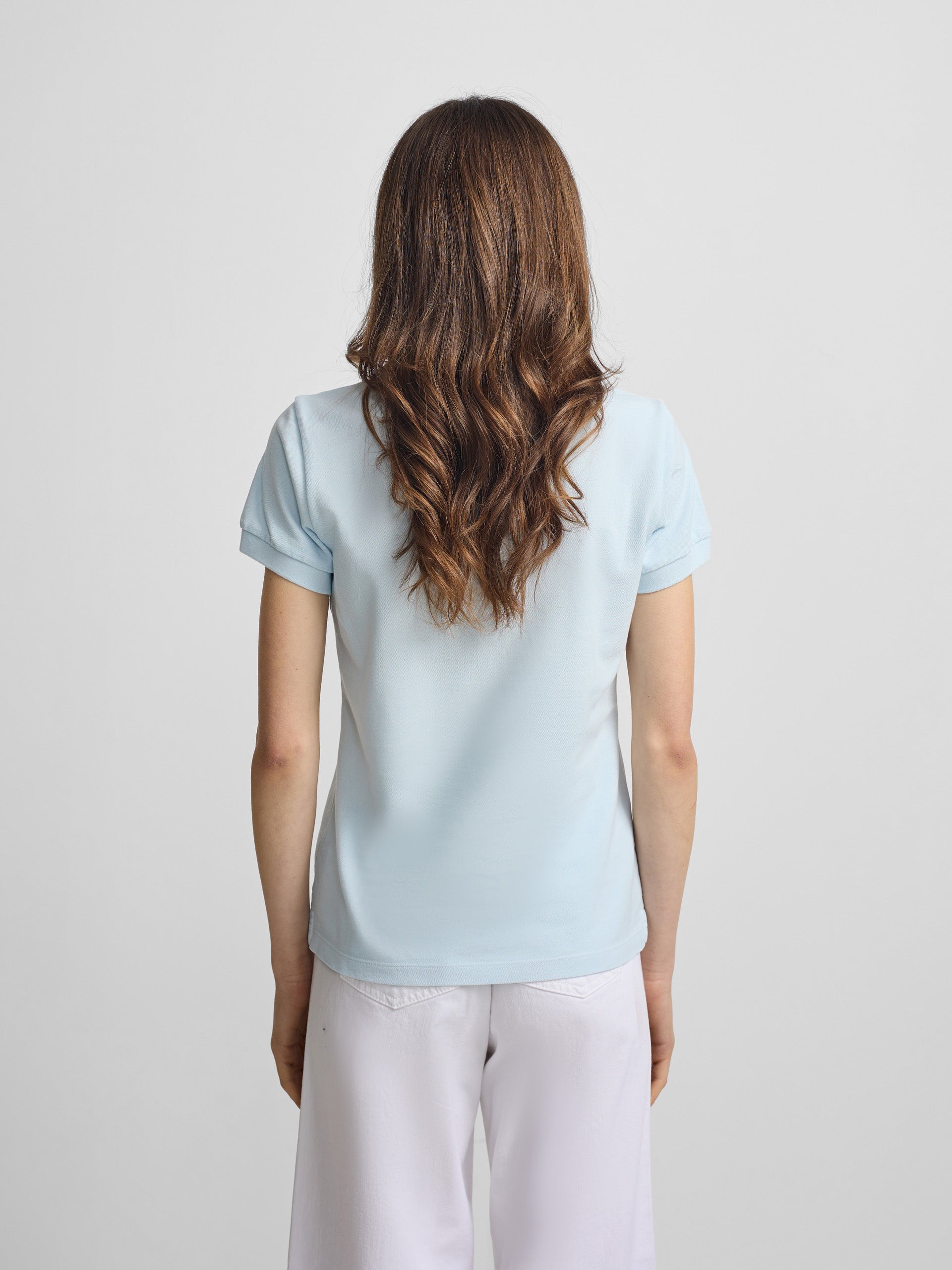 Classic light blue polo shirt for women