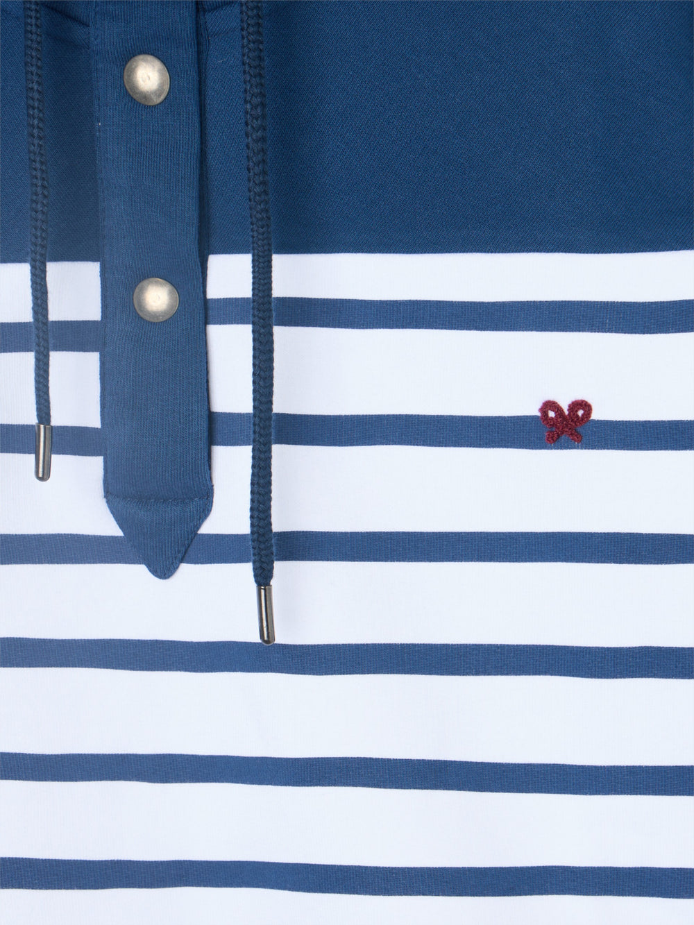 Sweat-shirt pour femme à col boutonné et rayures bleues