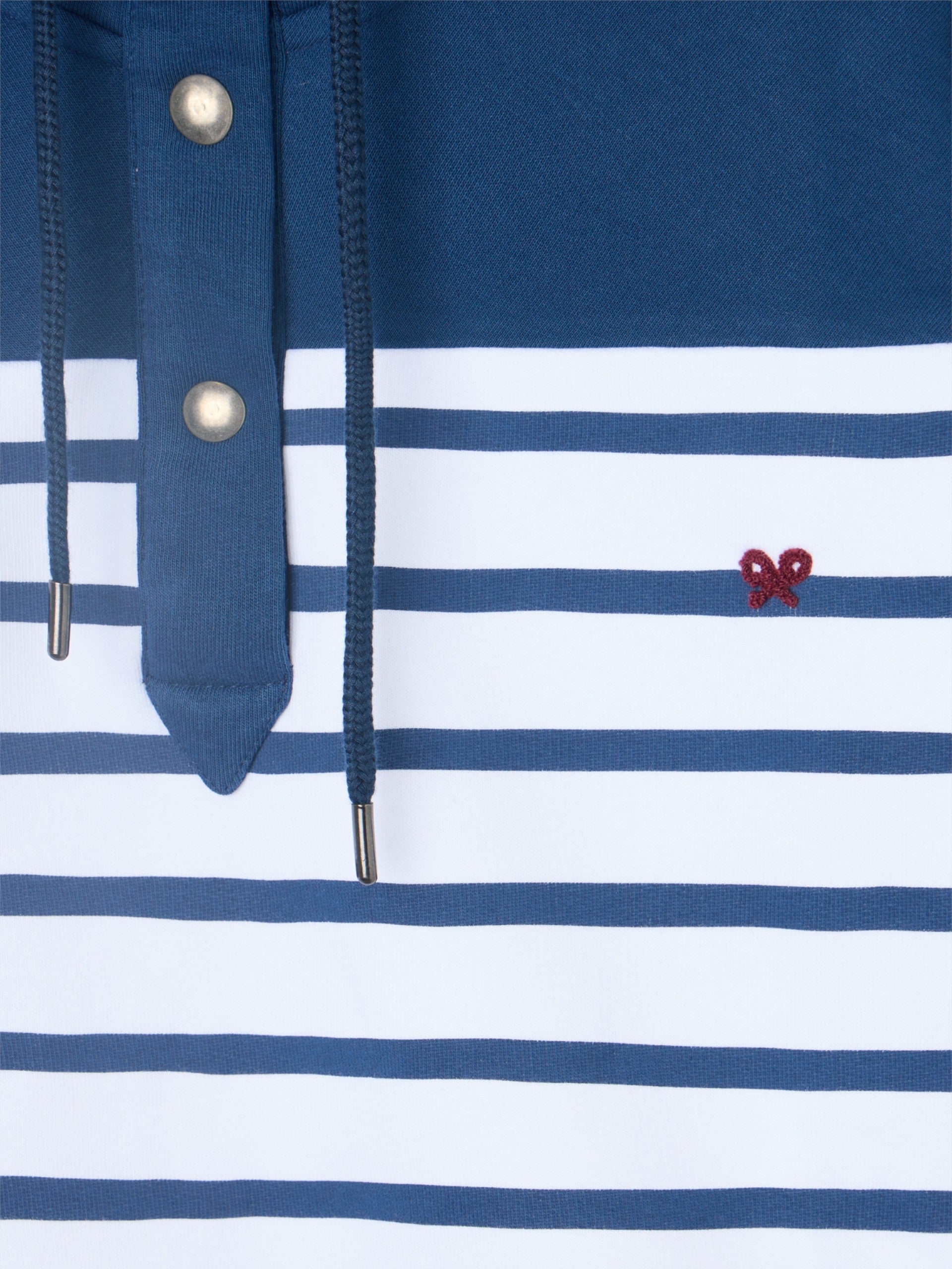 Sweatshirt mulher gola com botões riscas azuis