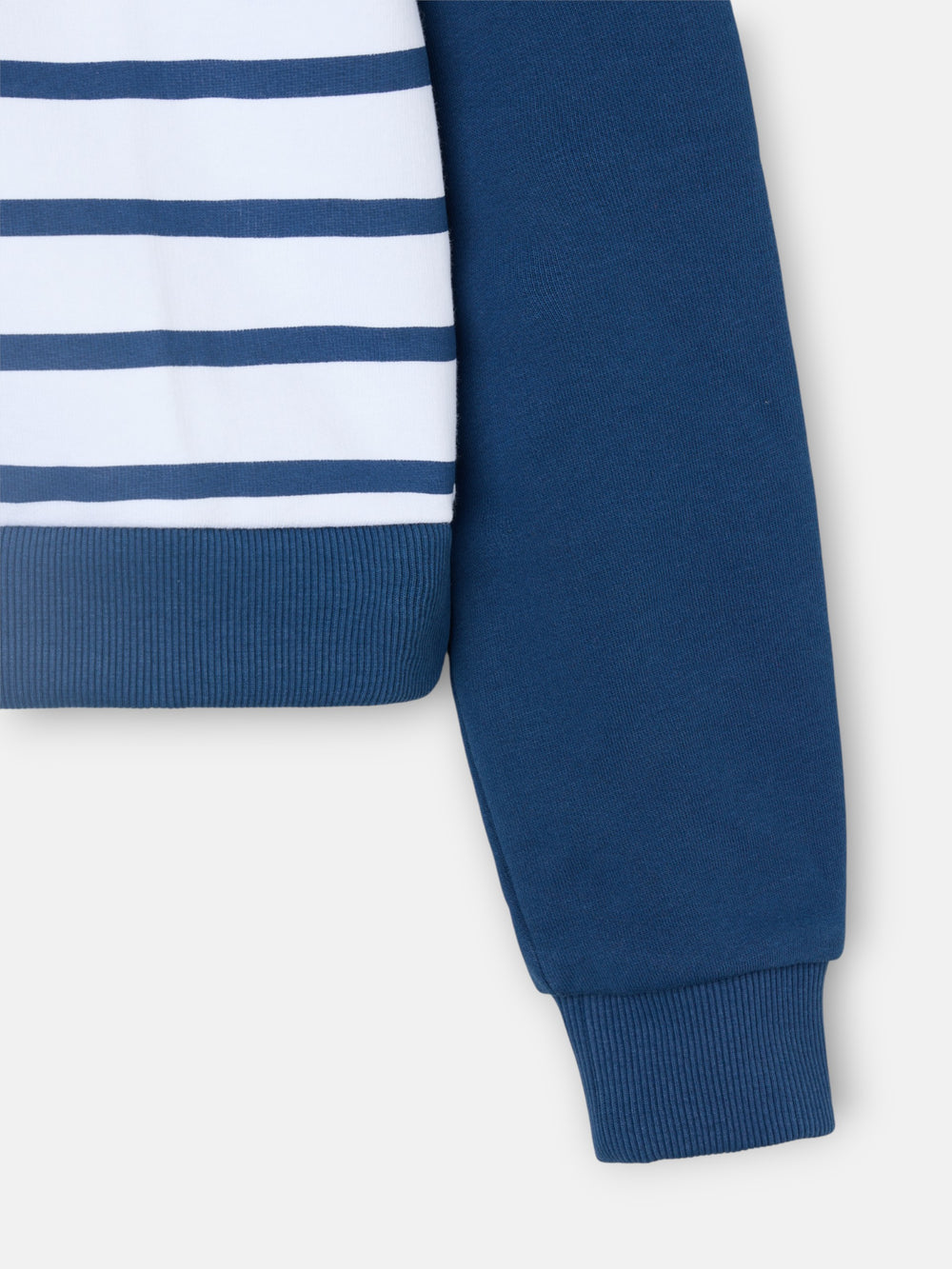 Sweat-shirt pour femme à col boutonné et rayures bleues