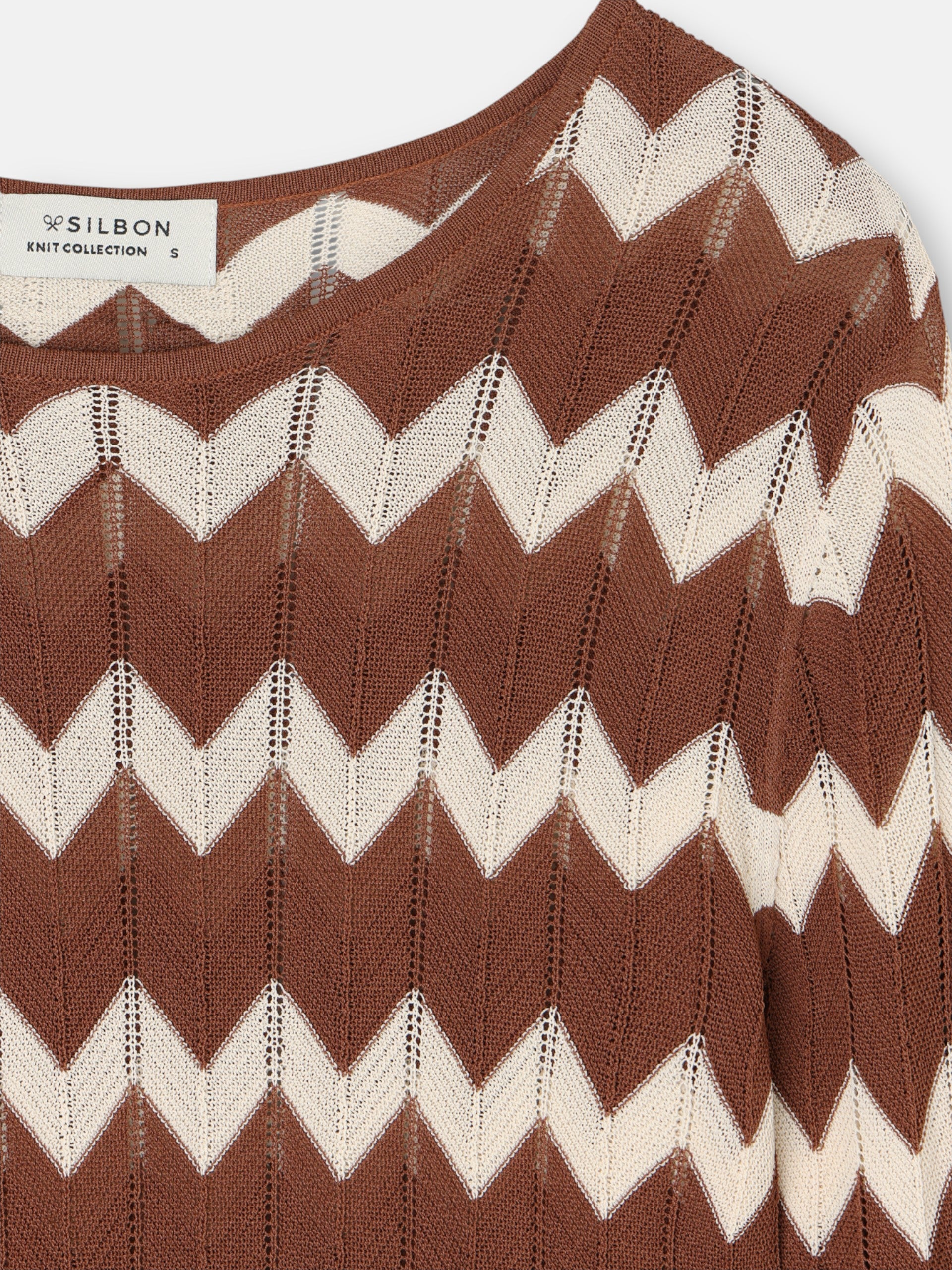 Vestido mini em malha espinha de peixe castanho