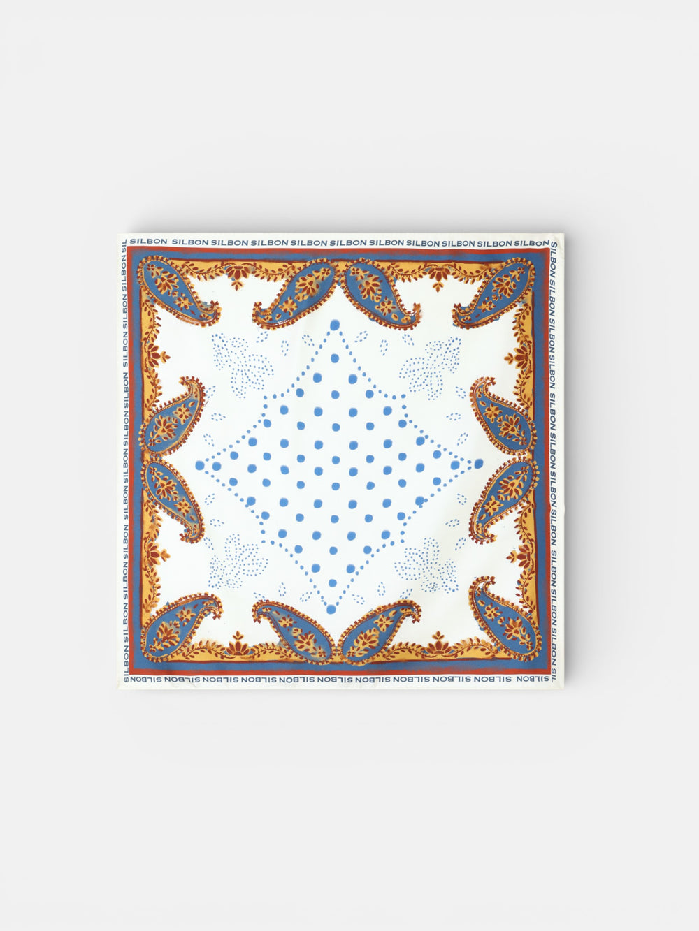 Écharpe imprimée écru et bleu marine