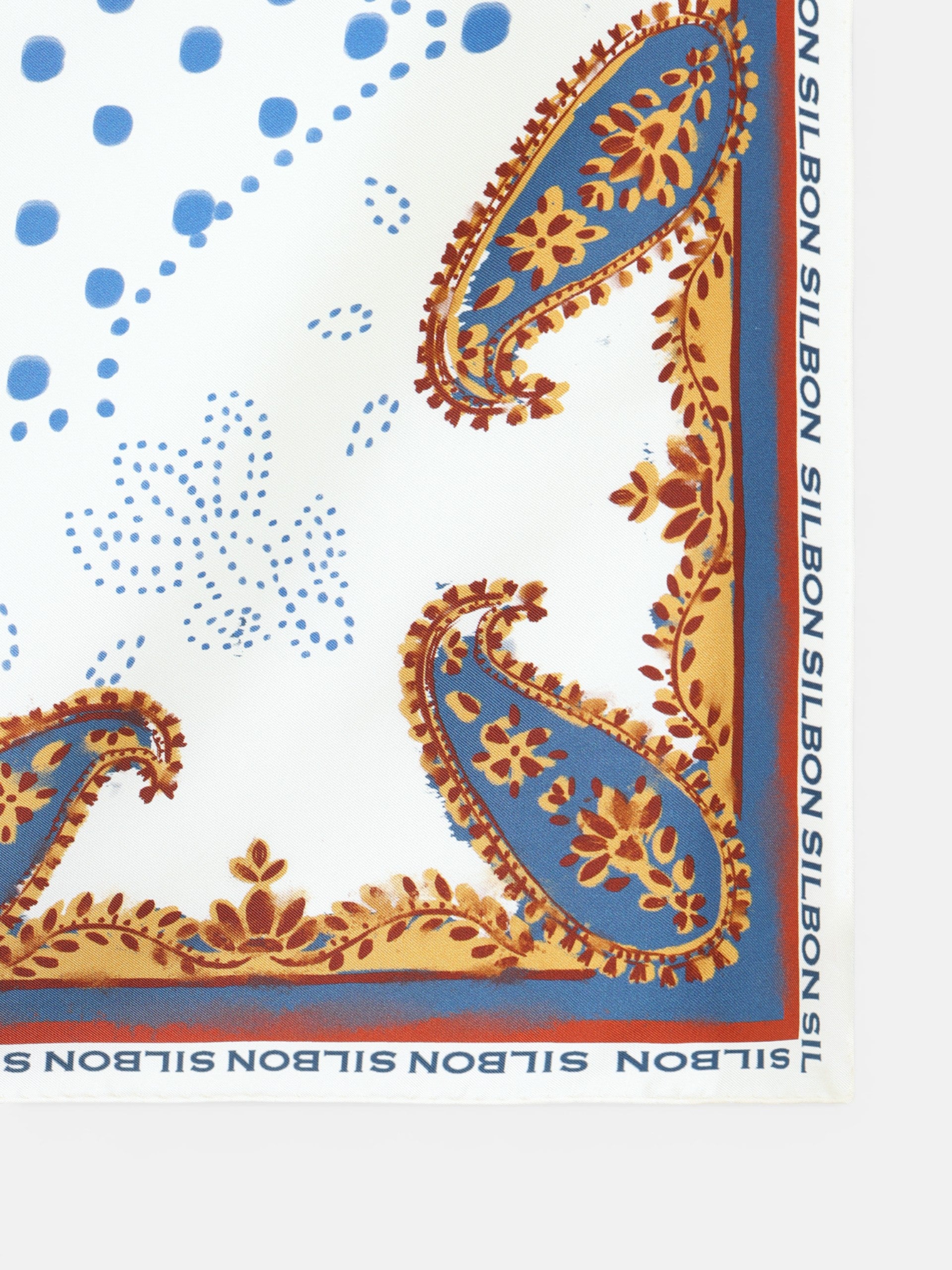 Écharpe imprimée écru et bleu marine