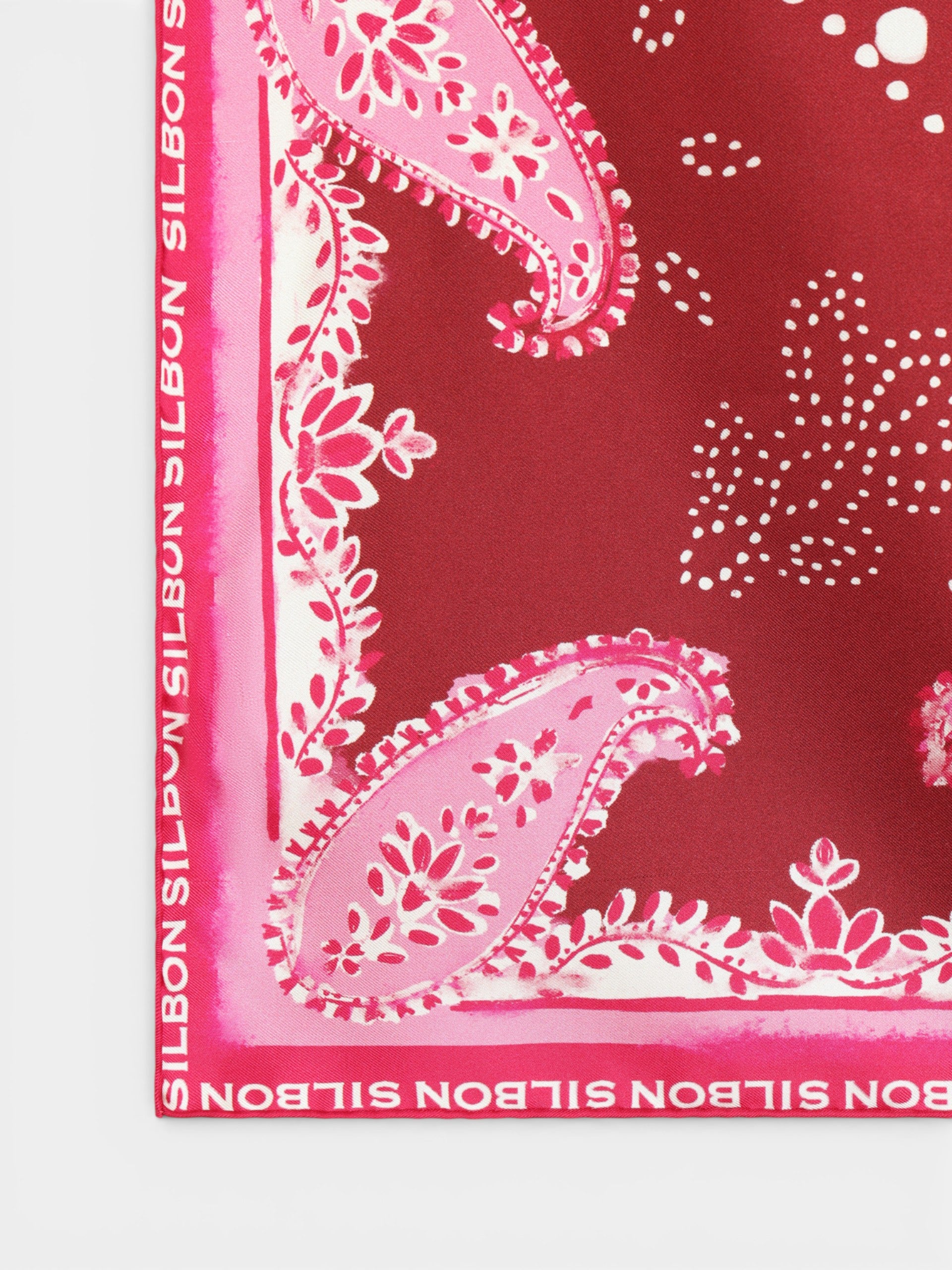 Pañuelo silbon granate y rosa