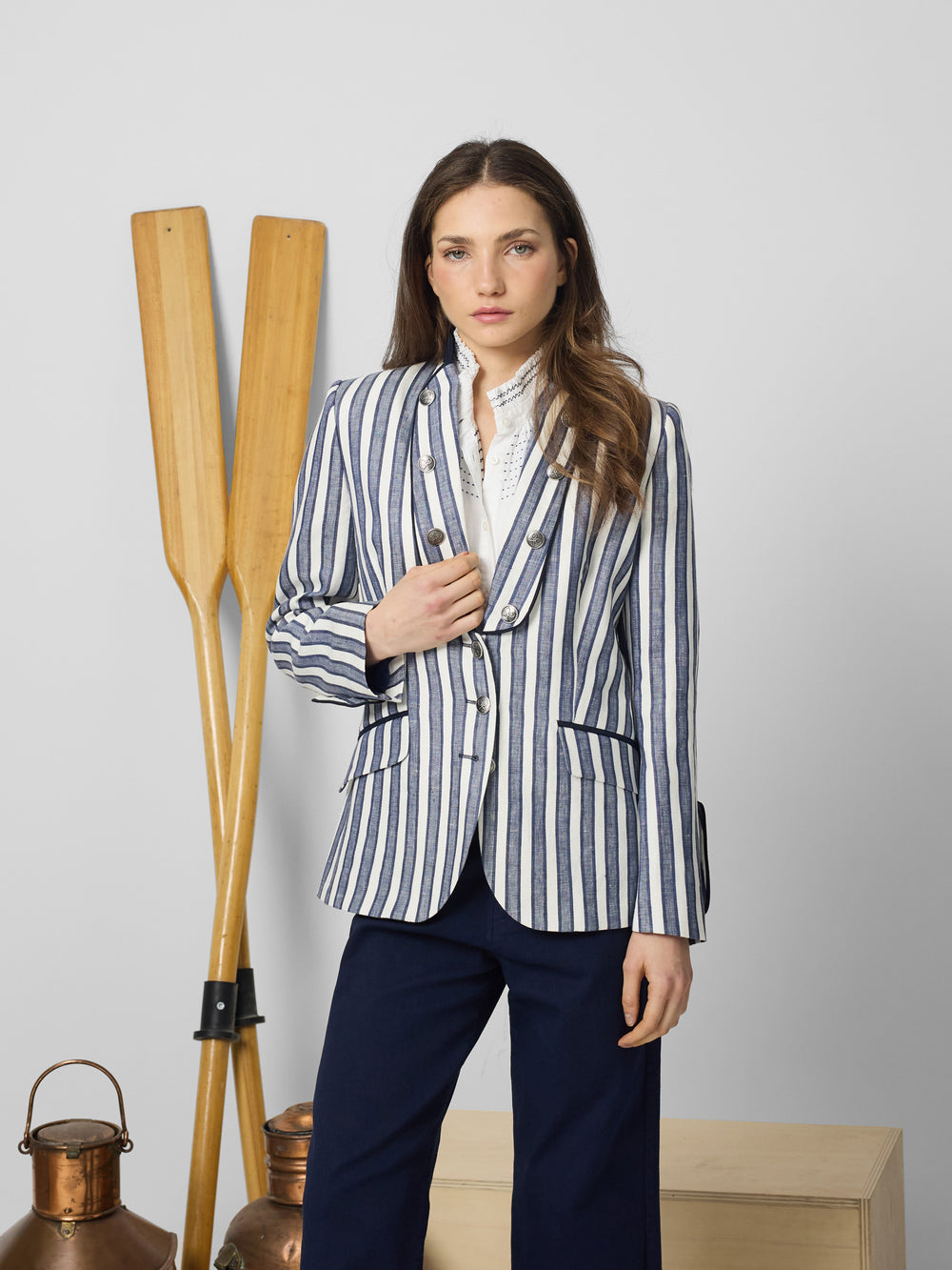 Americana marinera rayas azules