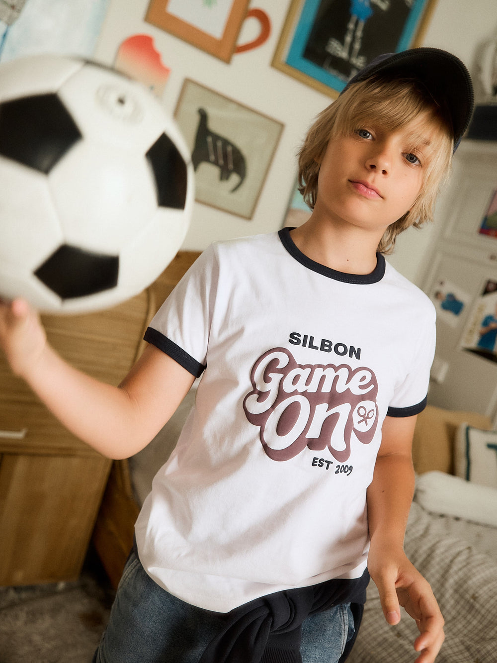 T-shirt enfant "game on" blanche