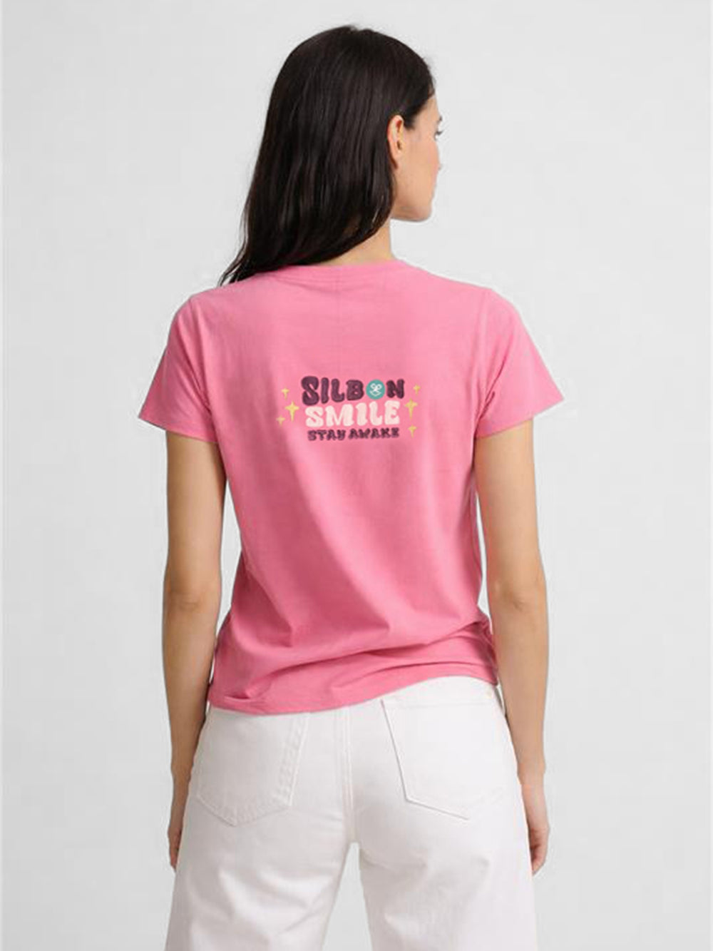 T-shirt rose Silbon Smile pour femme