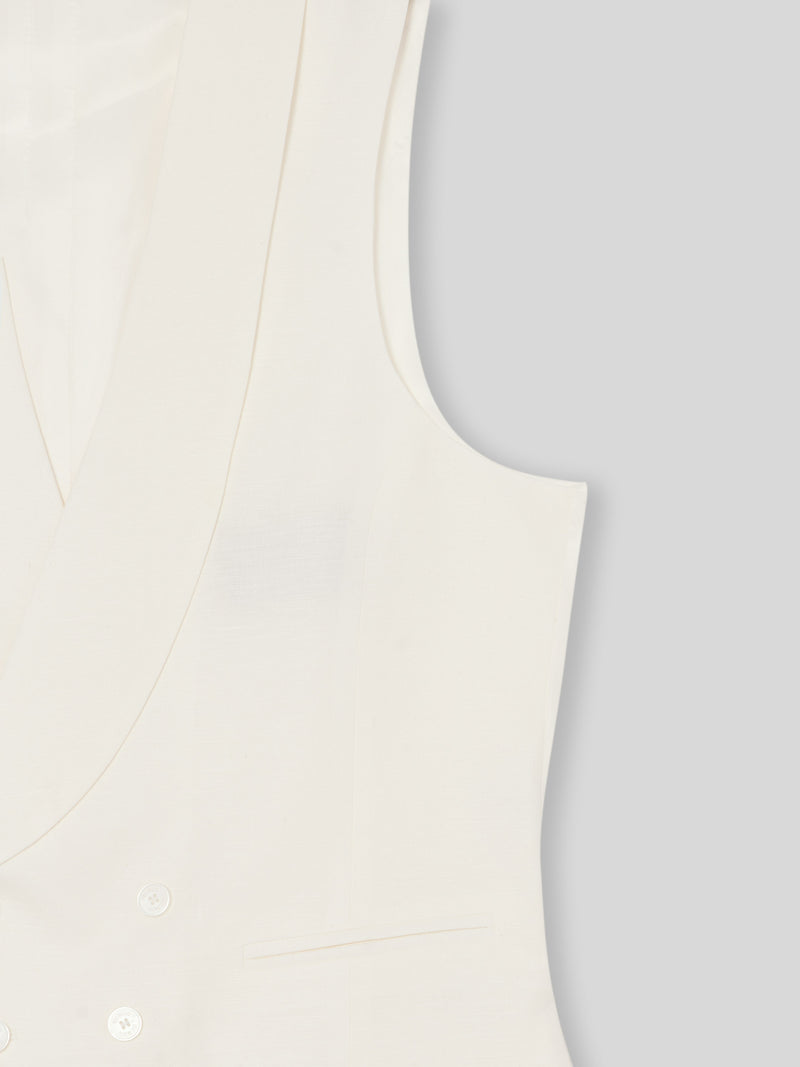 Gilet chaque col rond blanc cassé