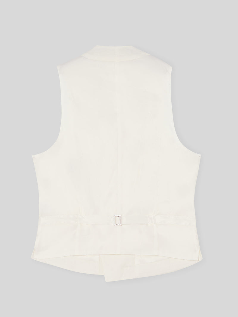 Gilet chaque col rond blanc cassé