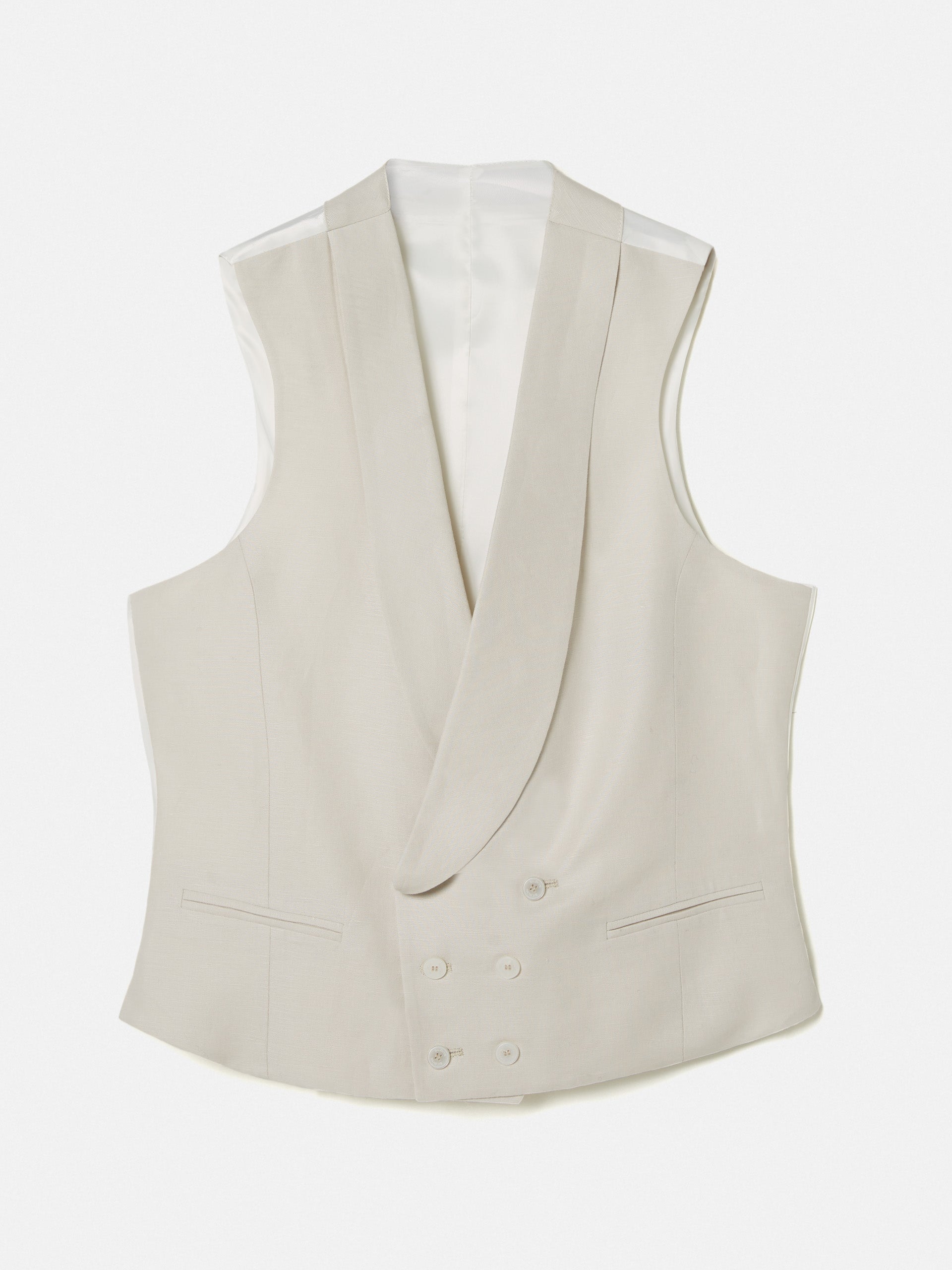 Pearl gray round neck jacket vest