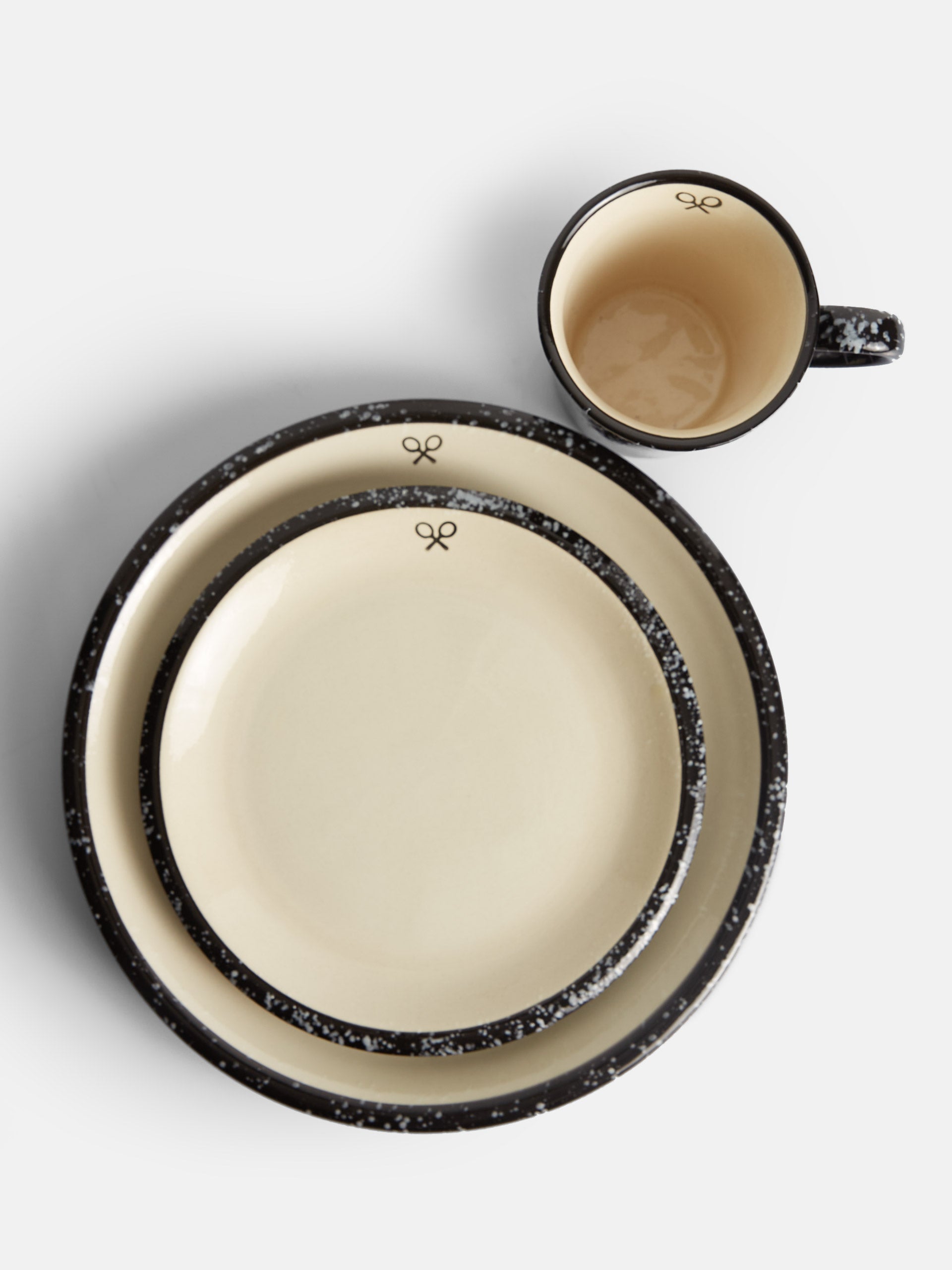 Two-tone enamel ceramic deep plate