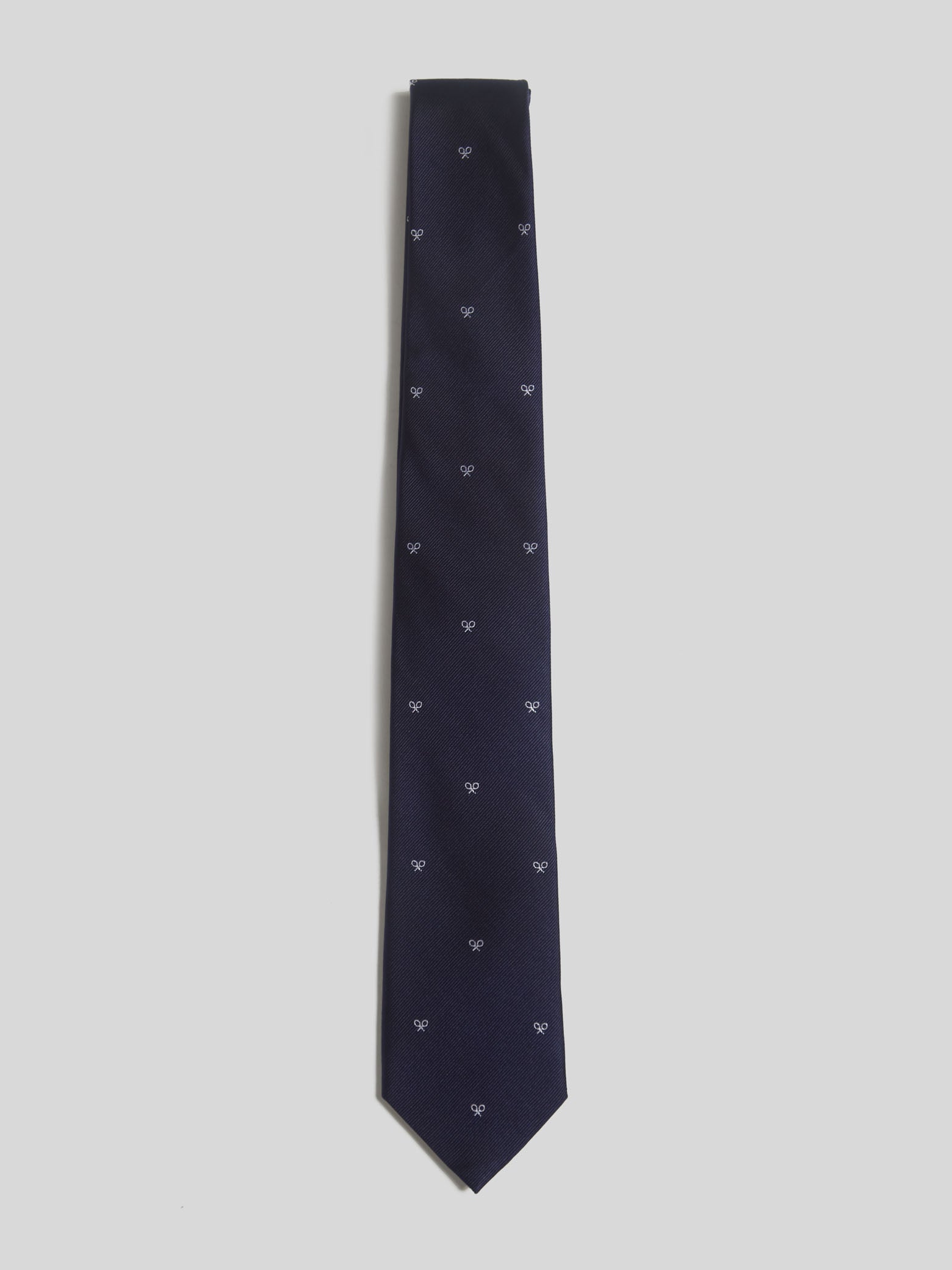 Corbata silbon marina raquetas blancas