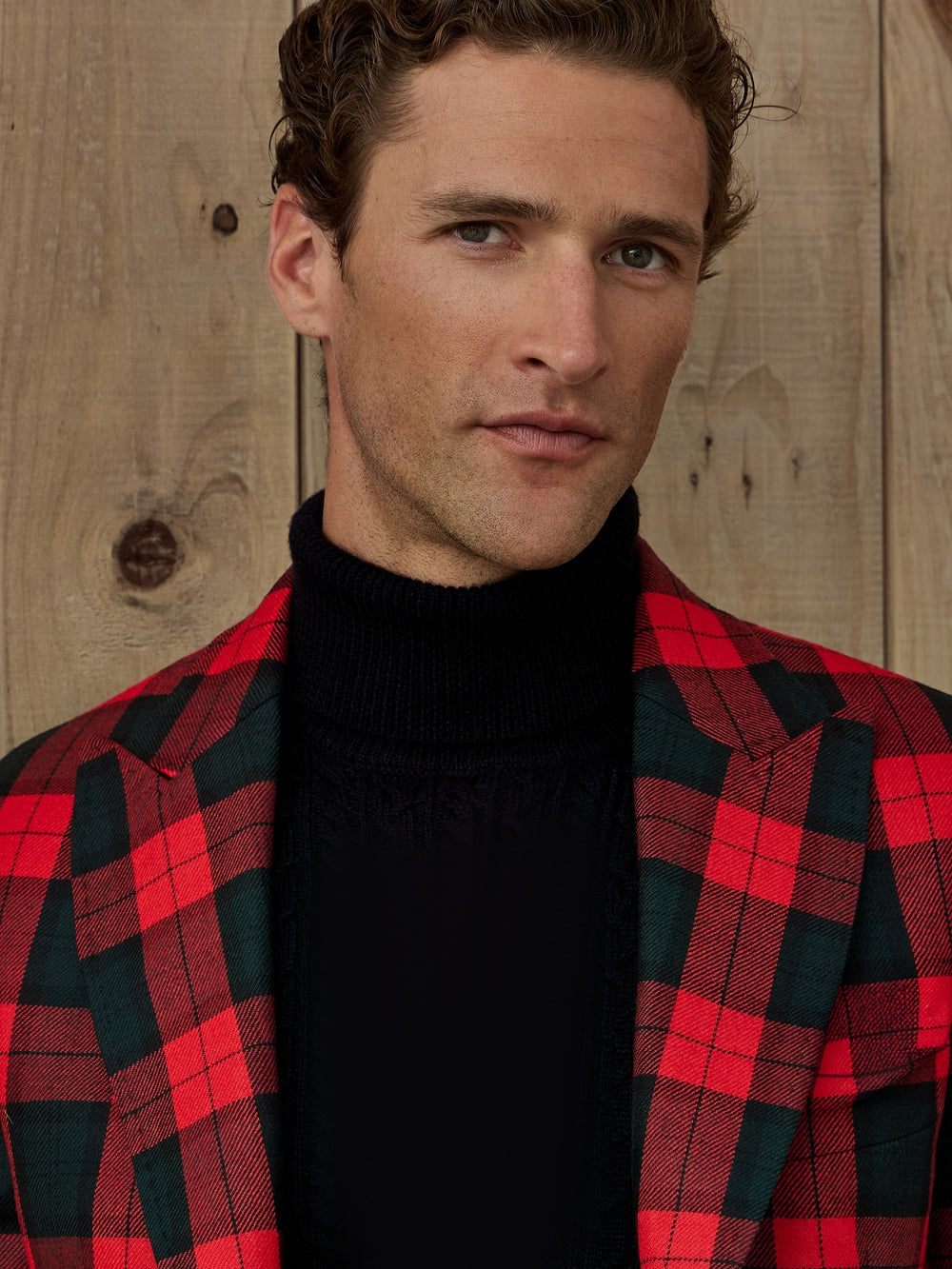 Americana cuadro tartan Ruz burdeos