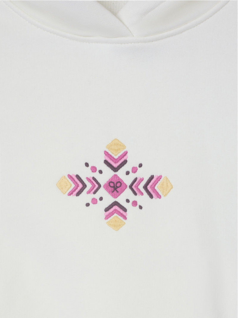 Sudadera girl capucha etnica crudo