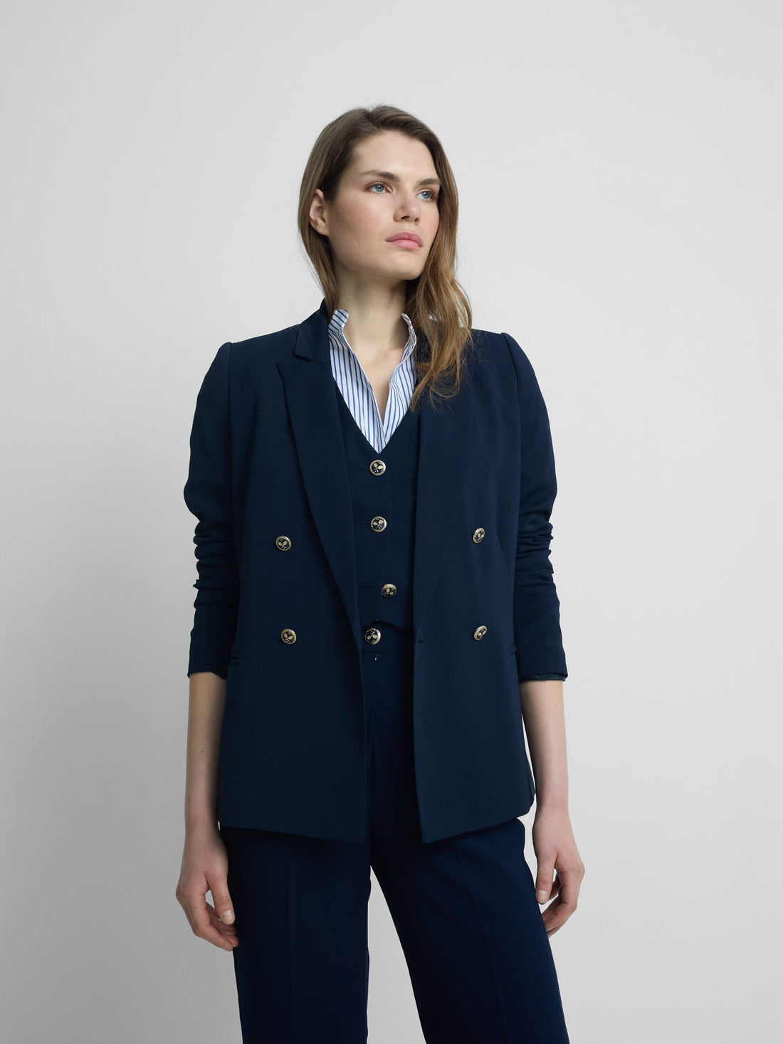Blazer mulher clássica azul-marinho