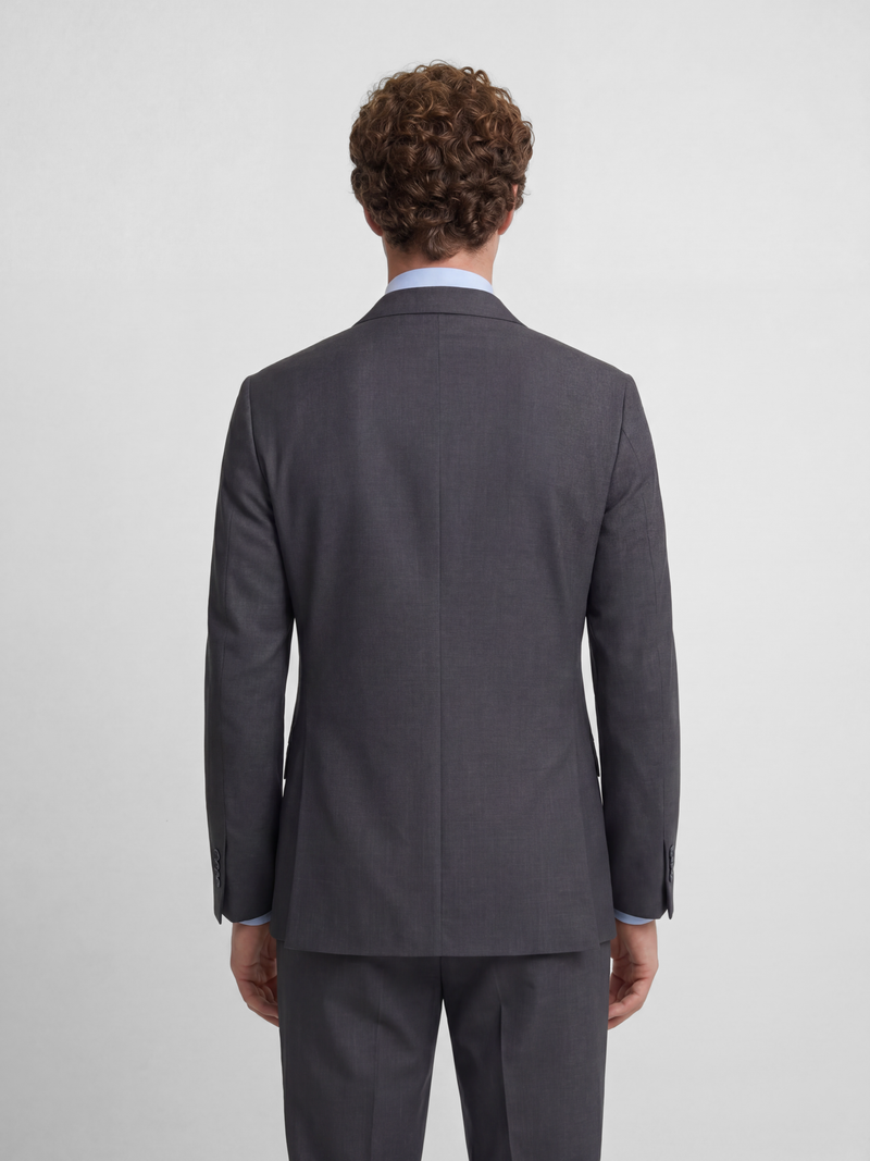 Stretch grey double-breasted suit jacket