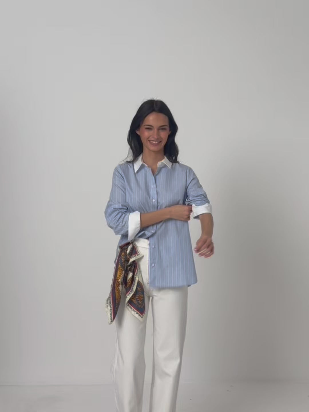 Camisa estructura rayas celeste