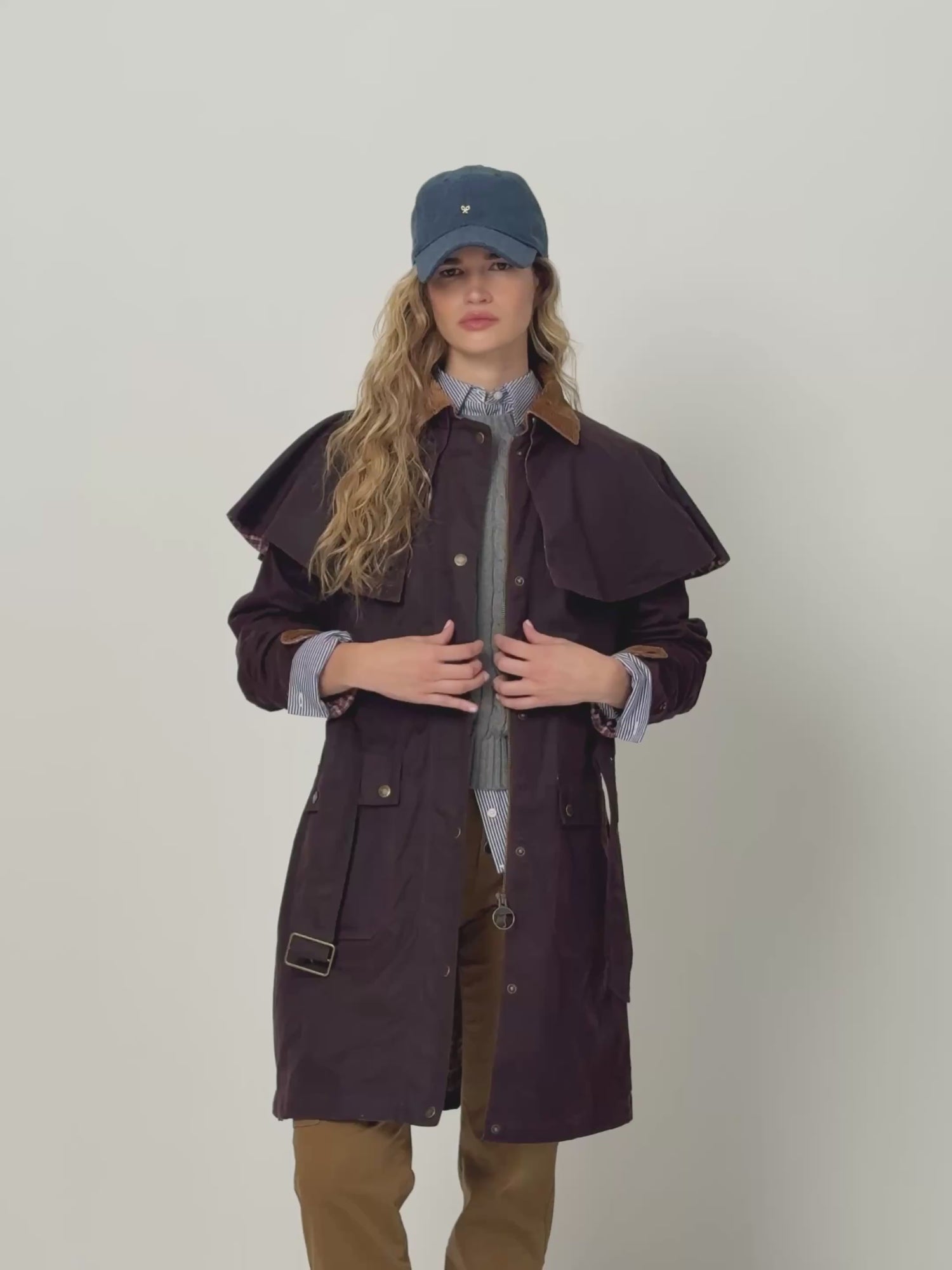 Parka larga encerada marron