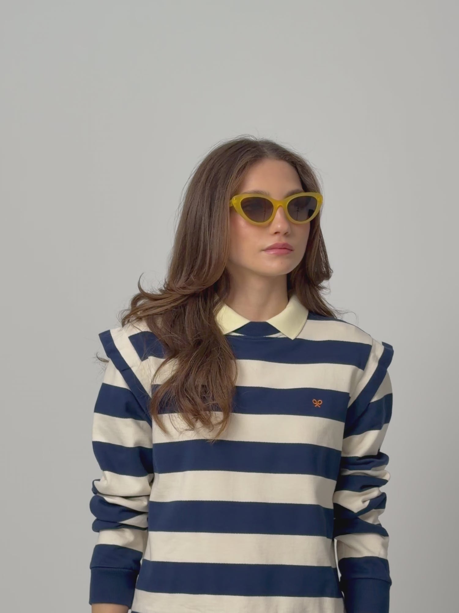 Sudadera woman hombreras rayas azules