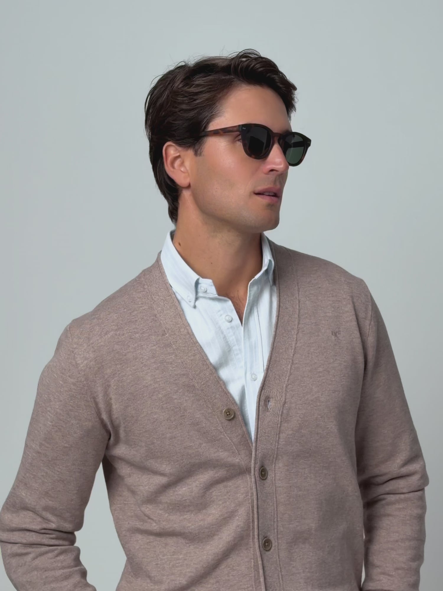 medium beige button-down cardigan