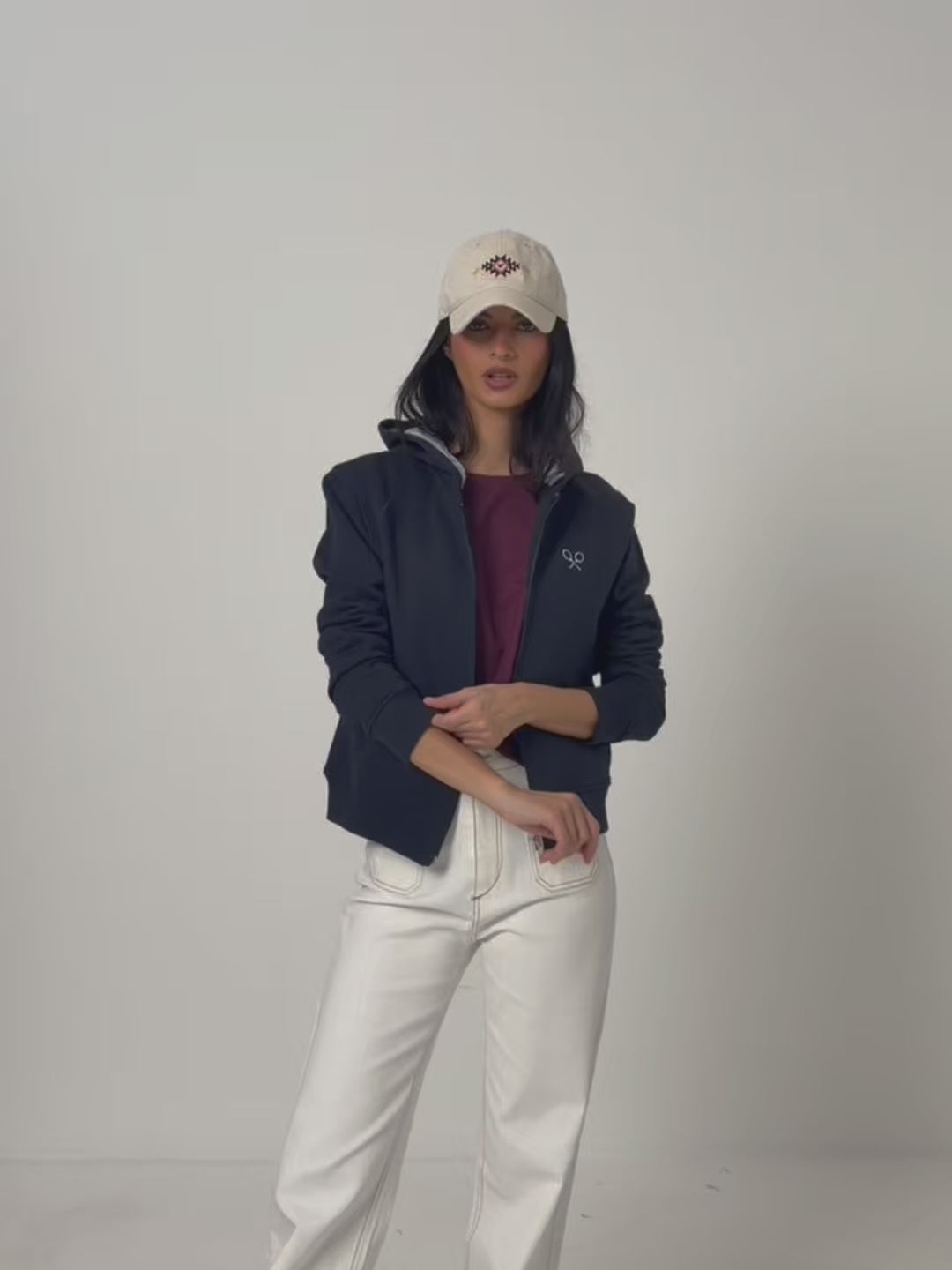 Sudadera woman cremallera raqueta marino