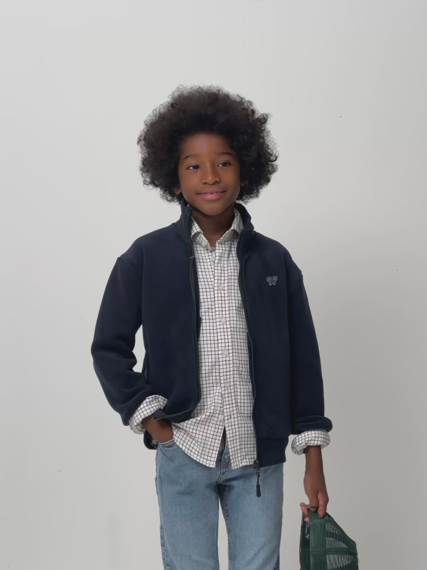 Plain navy blue kids fleece