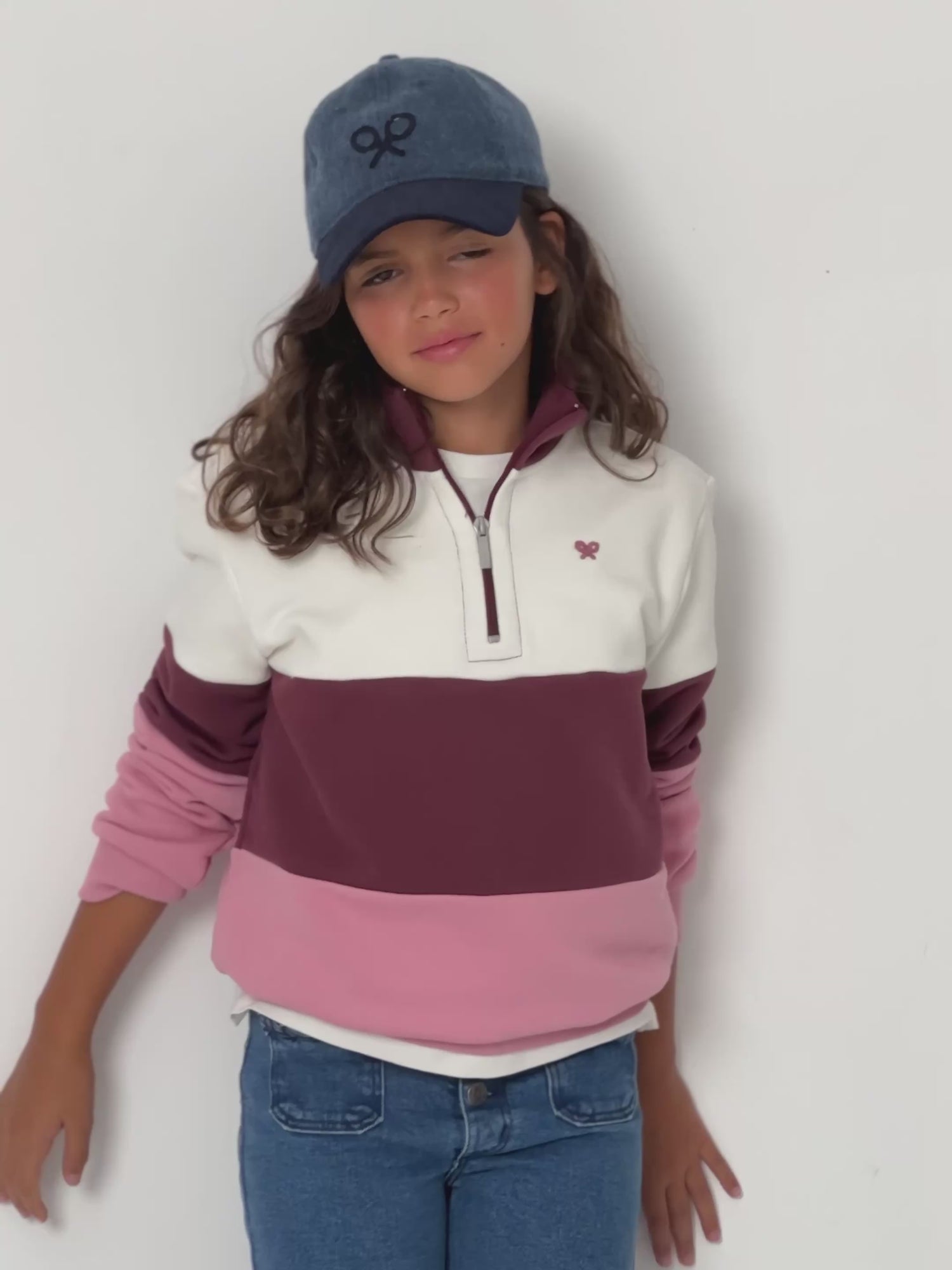 Sudadera girl tricolor rosa y blanca