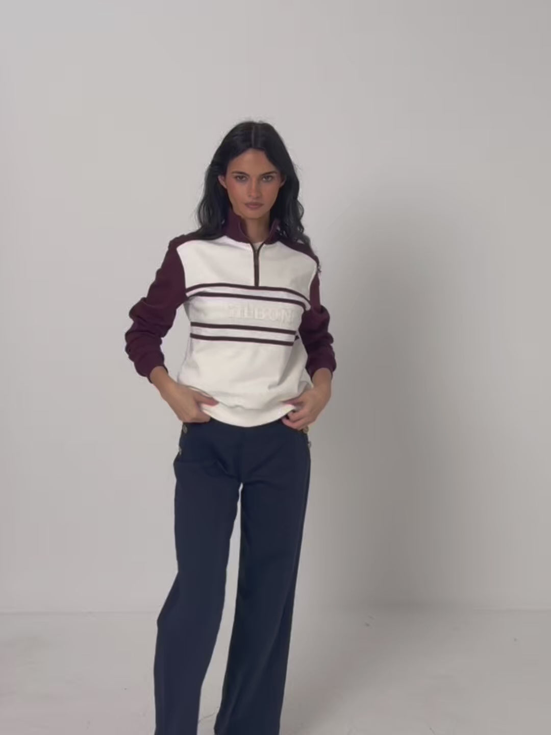 Sudadera woman cremallera silbon granate