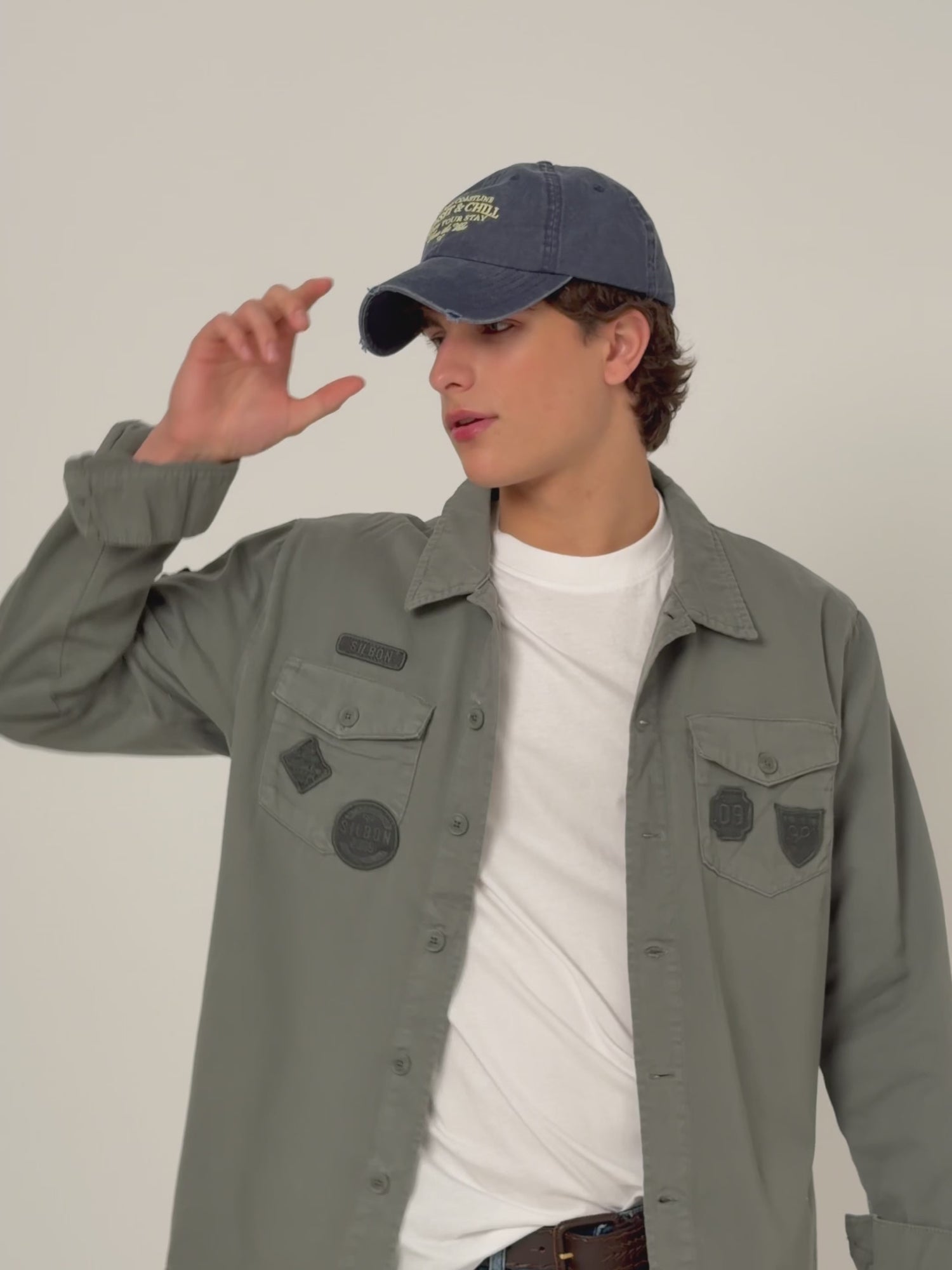 Surchemise à patchs bleu pétrole