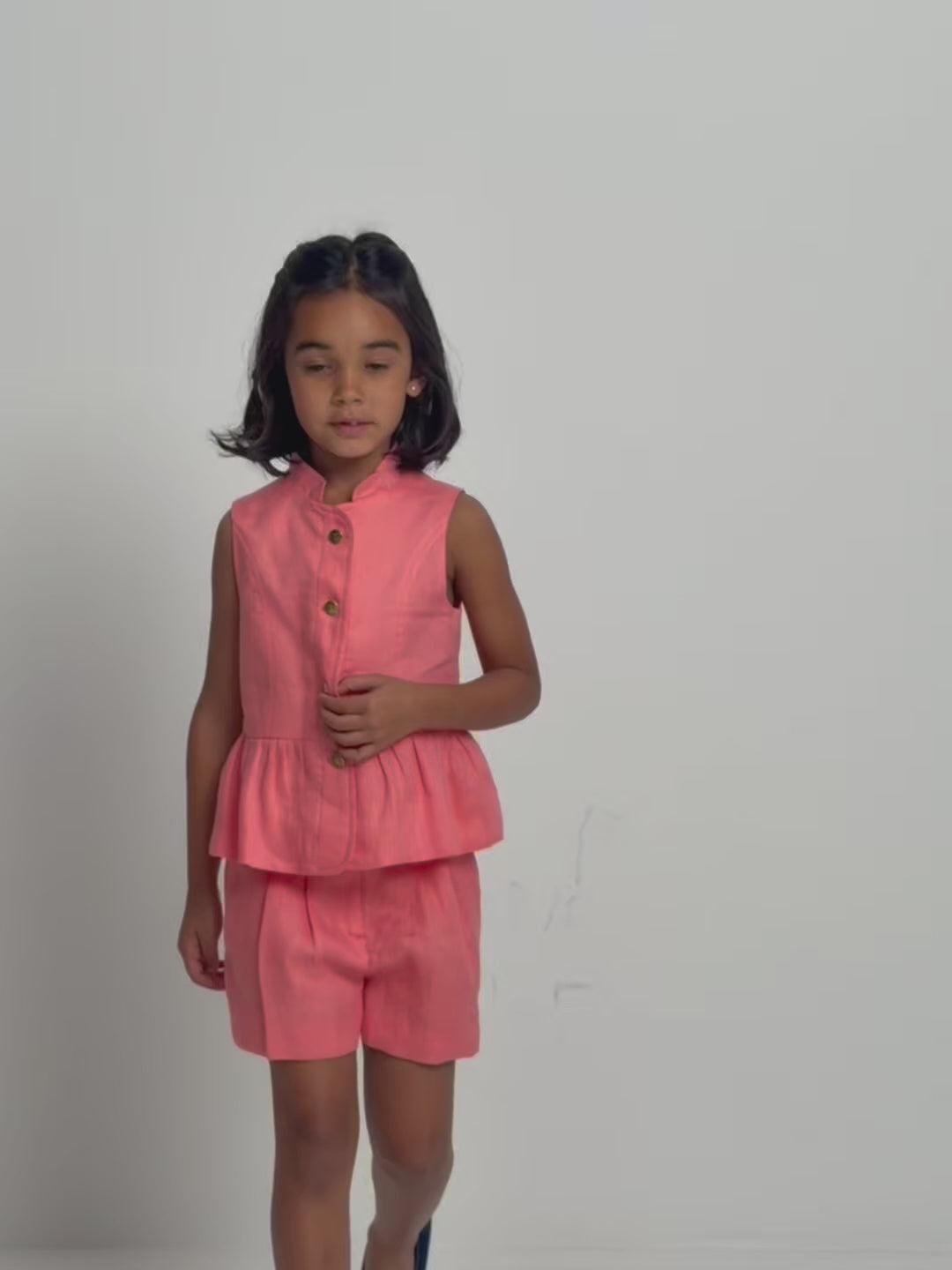 Top girl lino botones coral