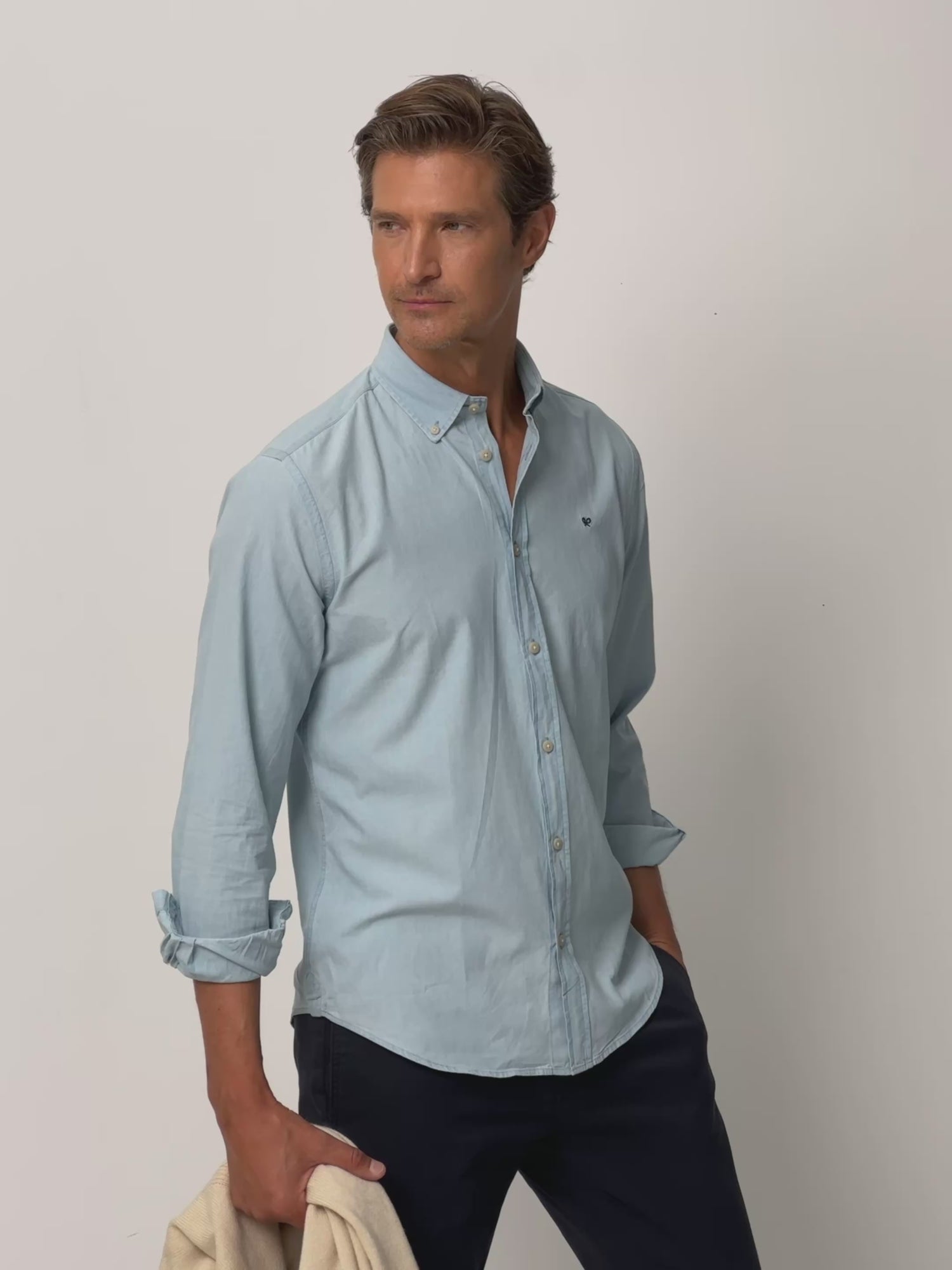 Camisa sport denim azul claro