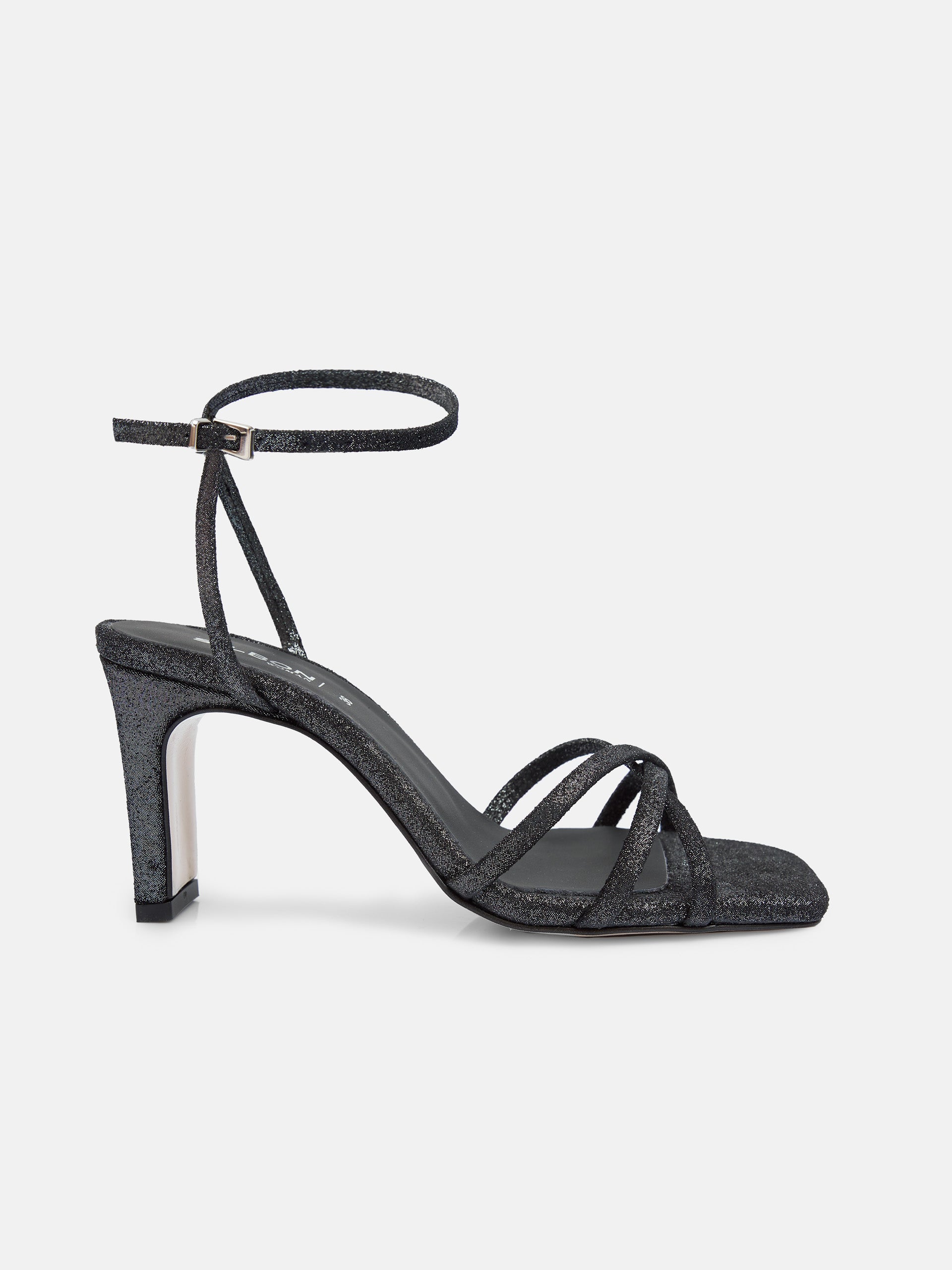 Black strap heel sandal