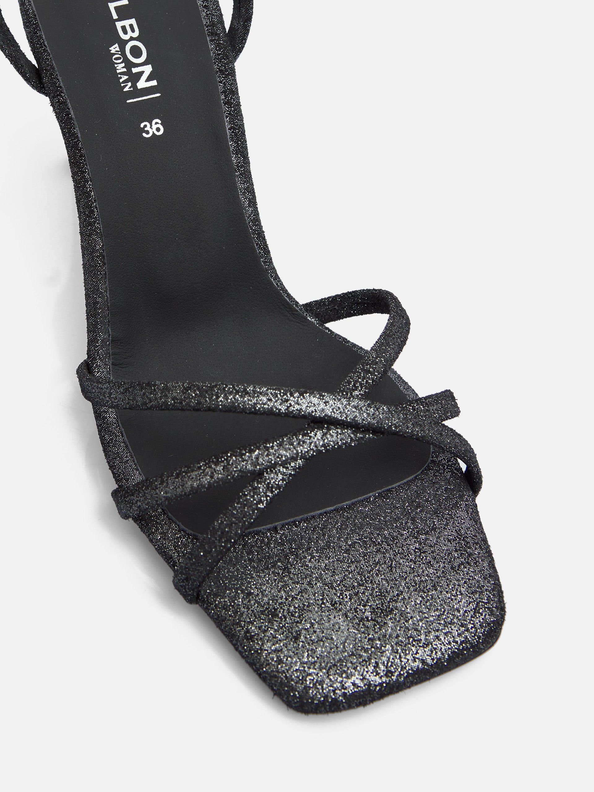Black strap heel sandal
